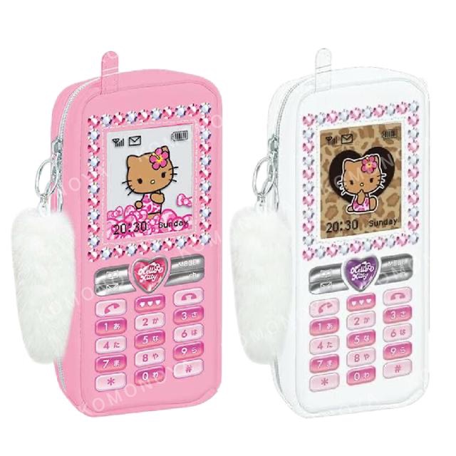 日本三麗鷗 Hellokitty 皮質手機造型筆袋 化妝包 千禧Y2K