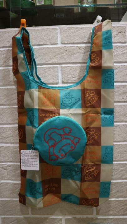 pickles the frog 青蛙 泡菜蛙 彩色格子環保購物袋 （always smile系列）