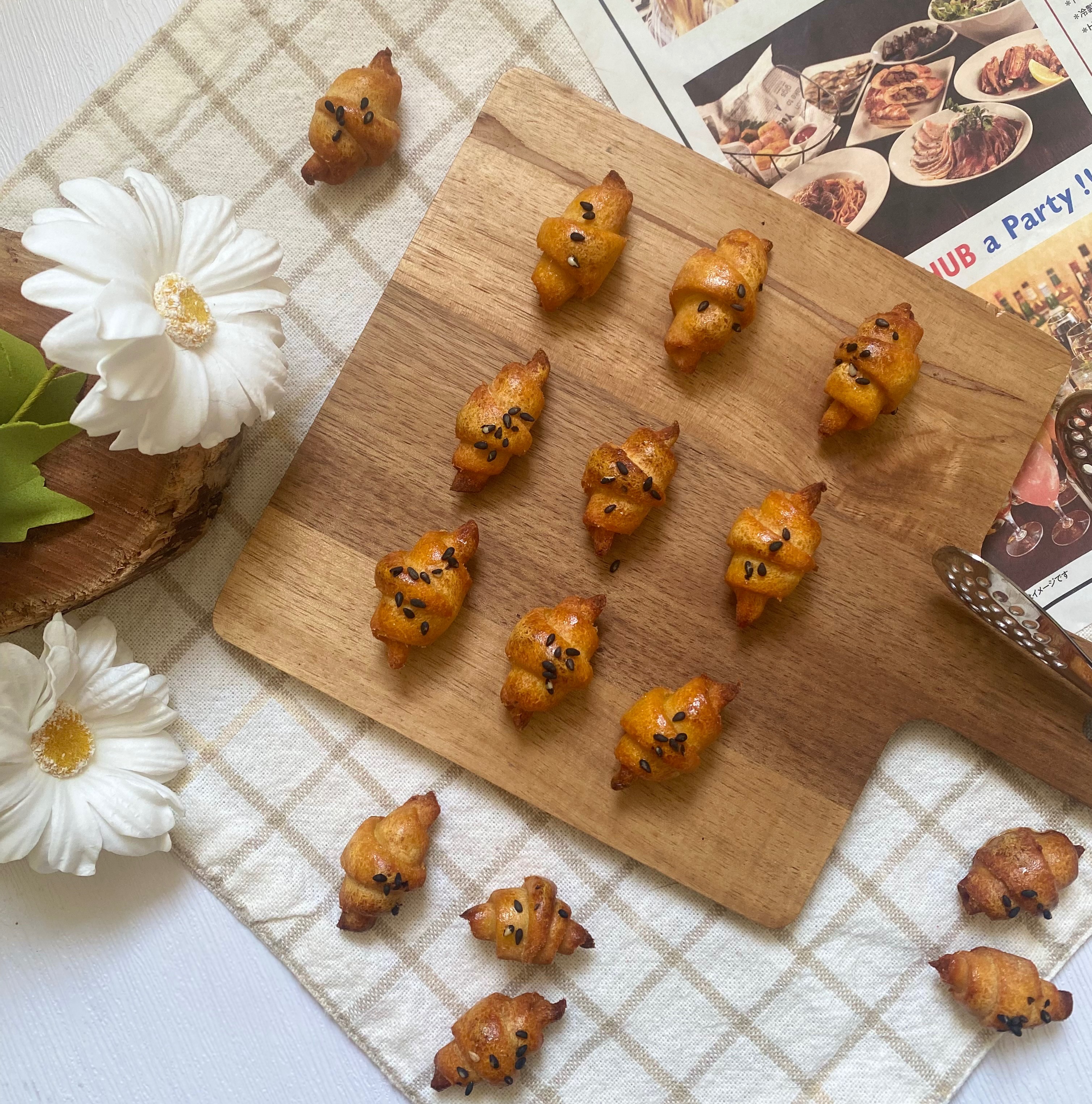 🥐Mini可頌麵包 🐾初見寵物100%手工零食 零嘴 寵物點心 寵物鮮食寵物零食 狗零食 貓零食 南瓜 雞肉