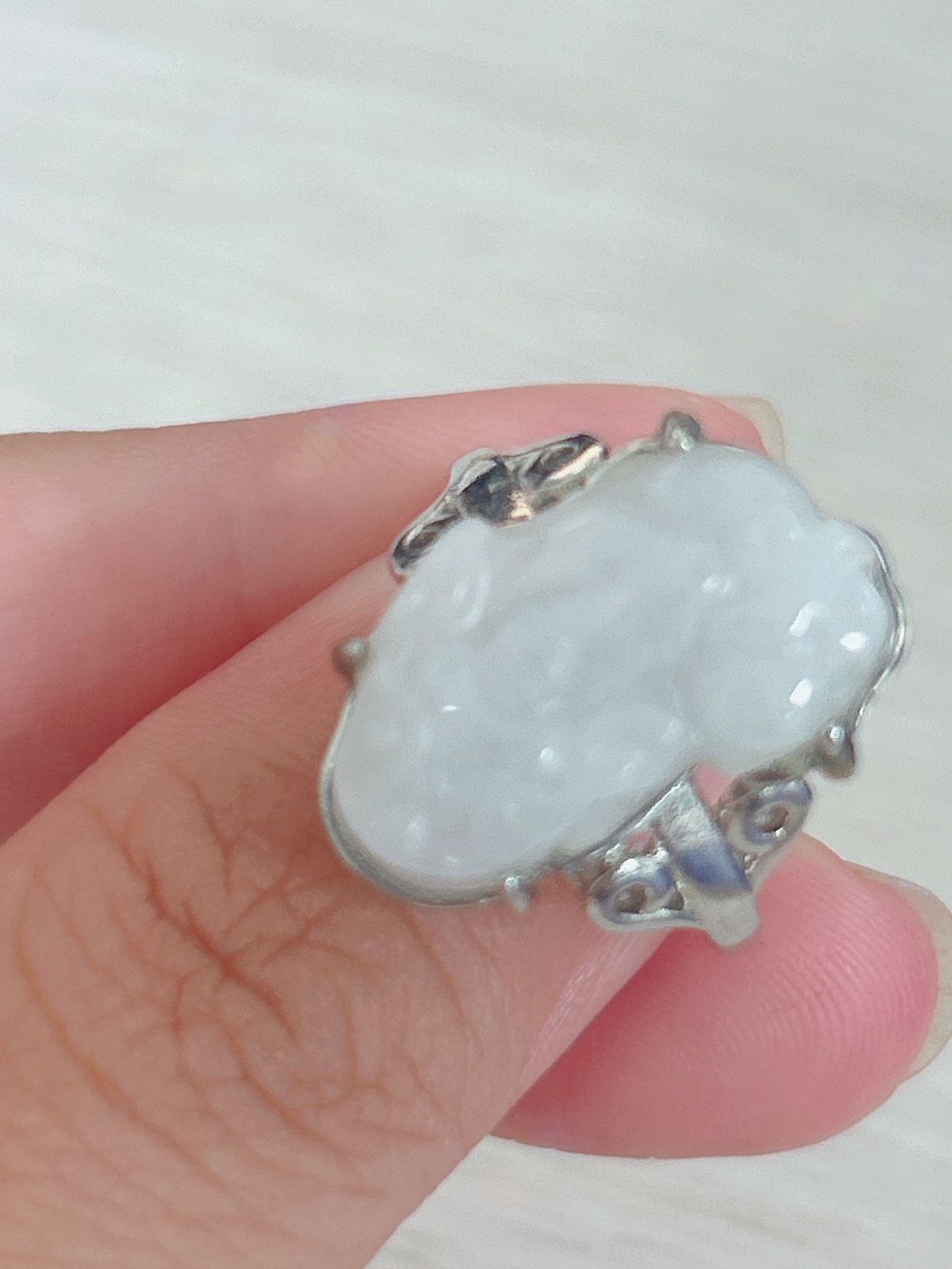 靜照祥雲 ‧ 和田白玉戒