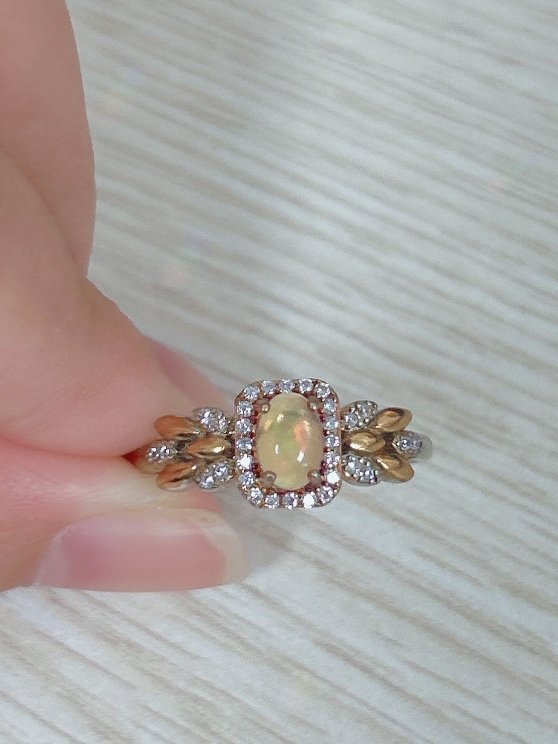 靜晨之葉・蛋白石戒指