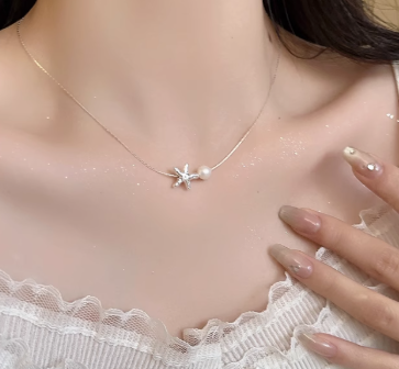 『預購』⭐海星珍珠鑽項鍊