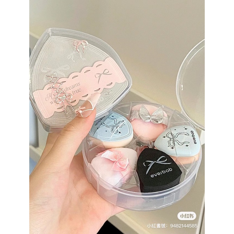 🩰公主的粉撲們！一盒全能王✨🎀everbab蝴蝶結系列粉撲奶皮粉撲 乾濕兩用