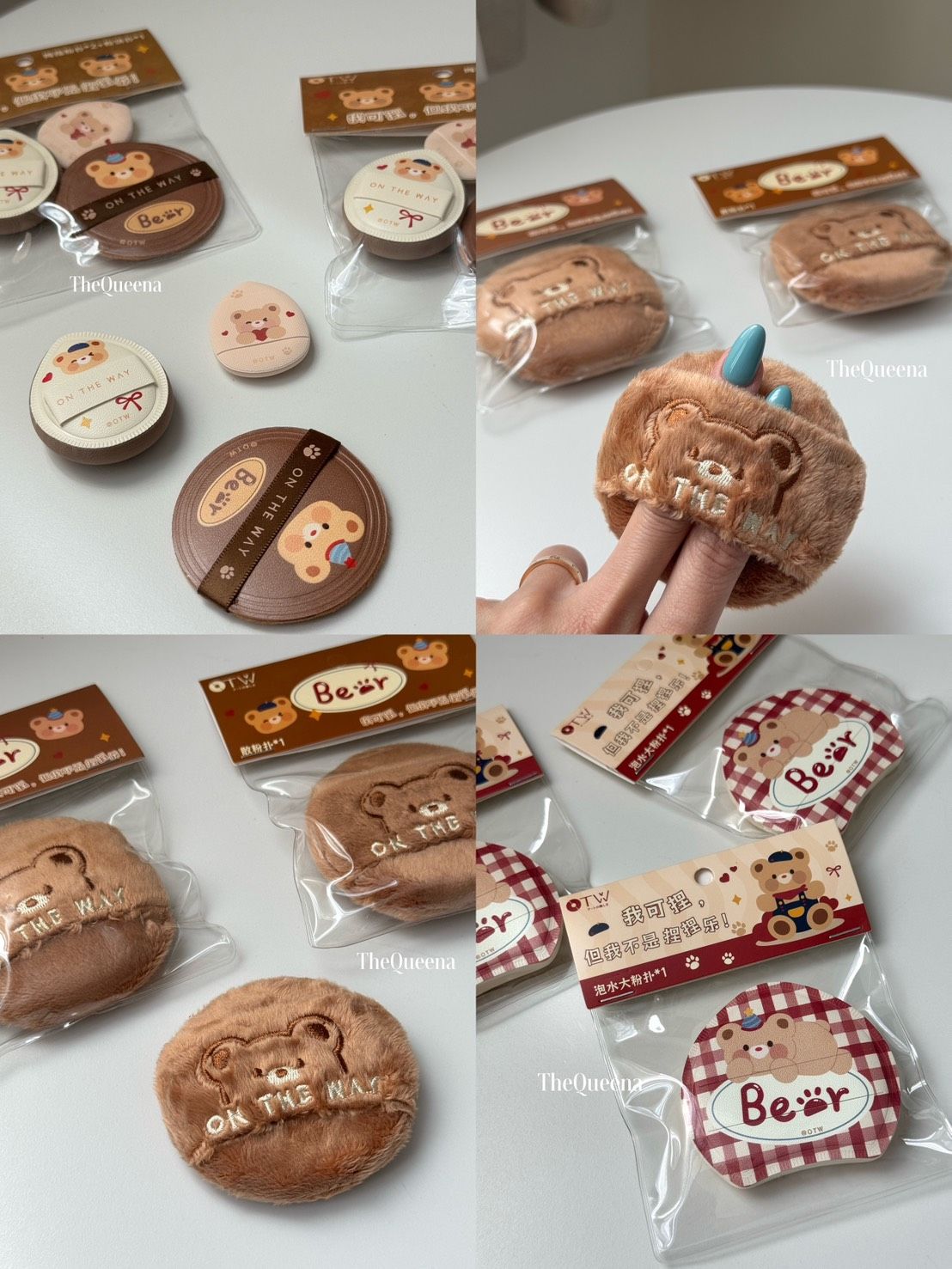 軟萌必收款☁️背帶小熊植絨粉撲拇指粉撲🐻✨散粉粉撲遮瑕粉撲
