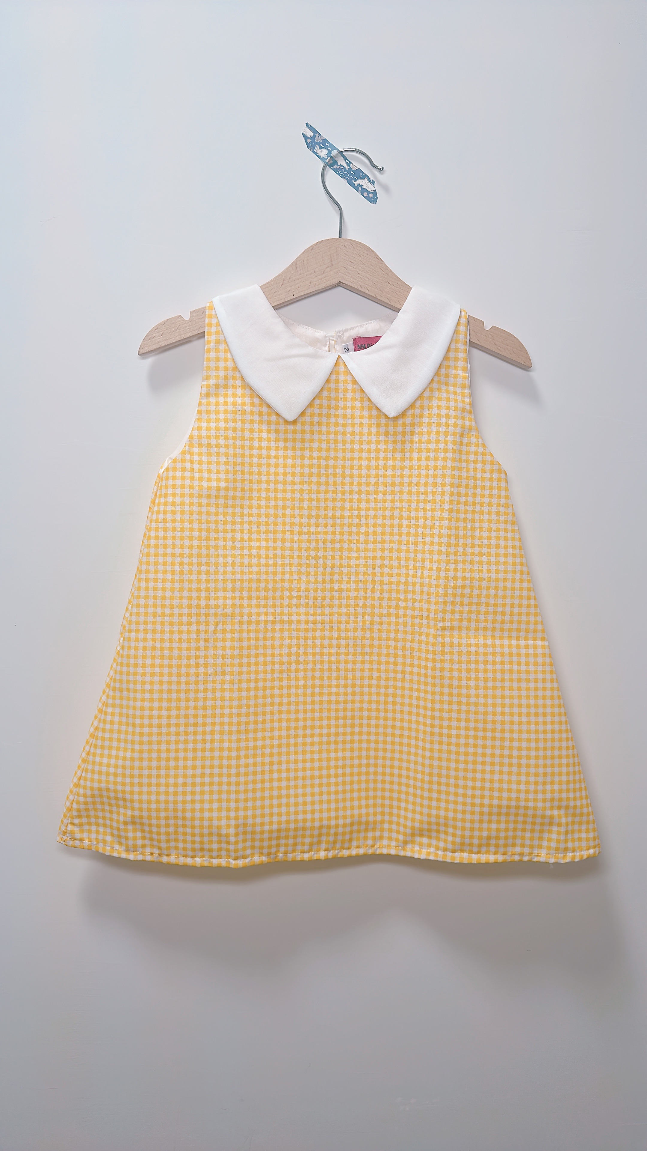 黃色格紋A字洋裝