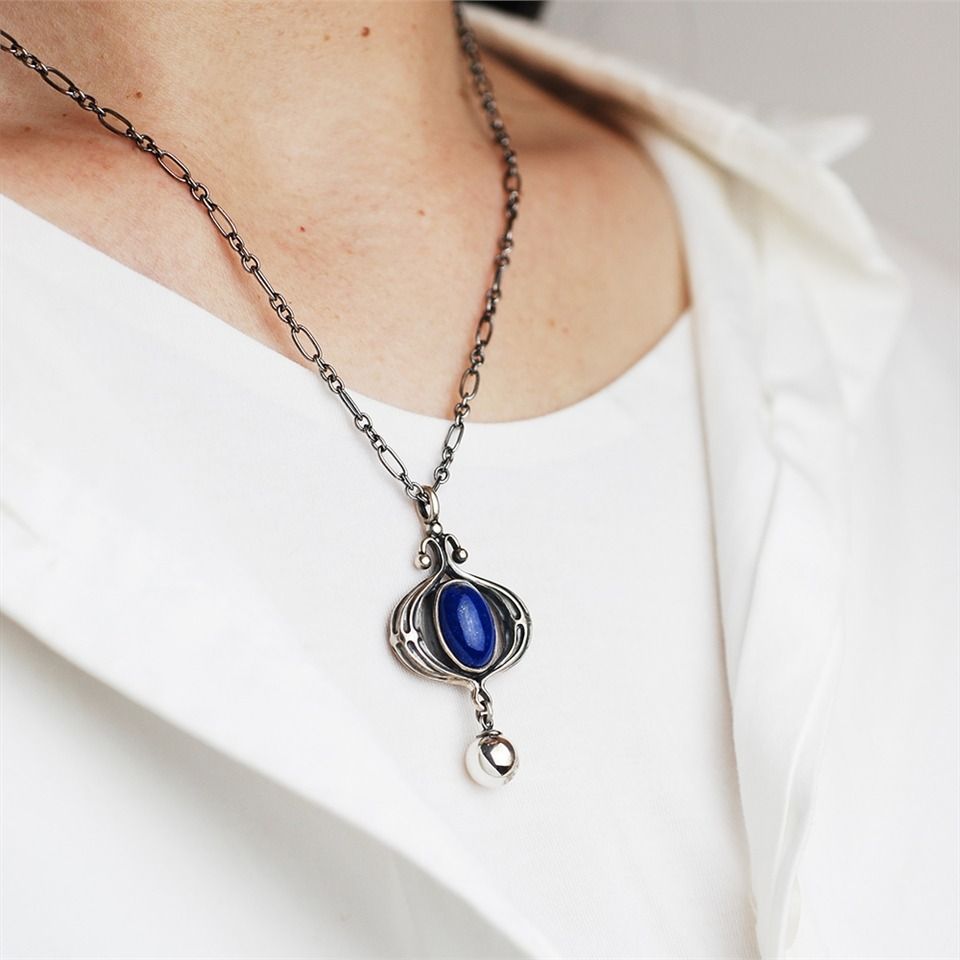 Georg Jensen 喬治傑生 2013年度項鍊 青金石/橘玉髓 台南GJ收藏迷