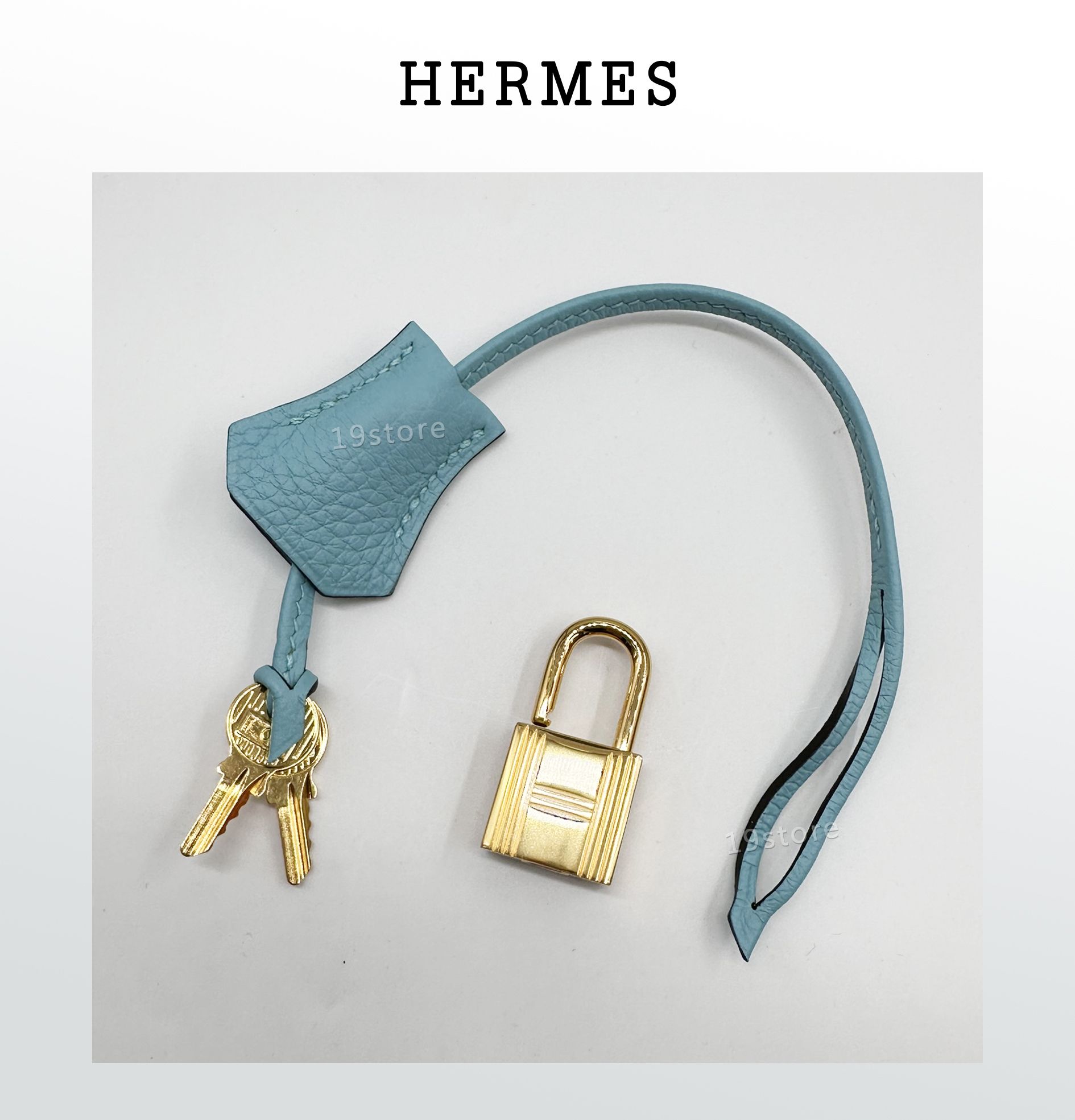 現貨 單售 HERMÈS 愛馬仕 Birkin /KELLY 小牛皮金色鎖頭連鑰匙吊飾 HERMES