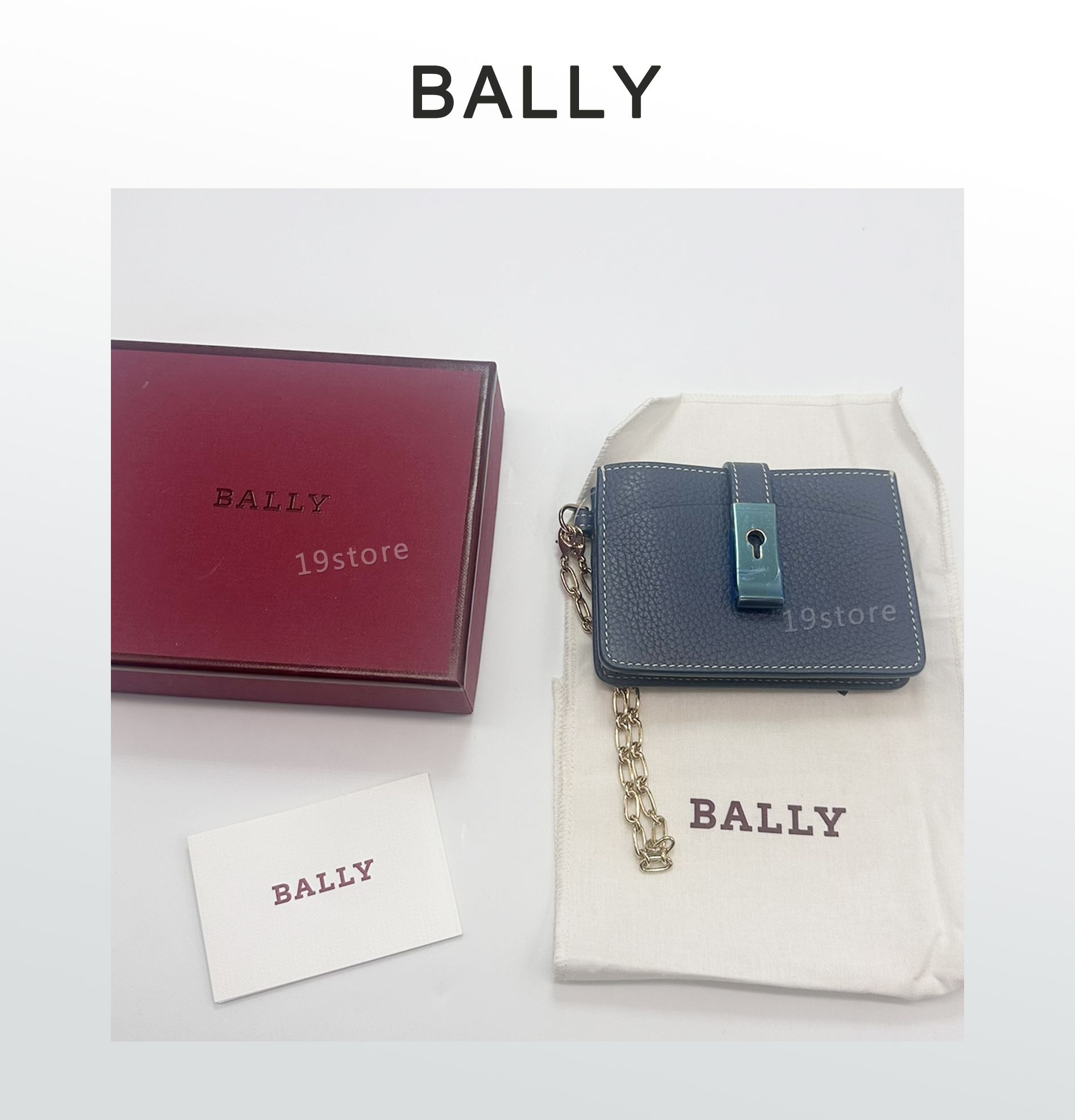 現貨 BALLY Ava 附鏈條小牛皮名片夾 卡片零錢包 Card Holder 迷你錢包 禮物