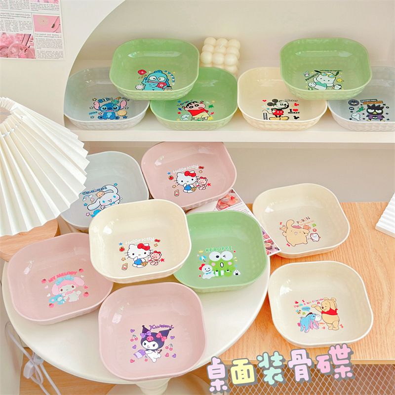 可愛角色方盤｜14×14×3.8cm｜Hello Kitty／Kuromi／美樂蒂／大耳狗｜居家收納擺飾盤 快速出貨