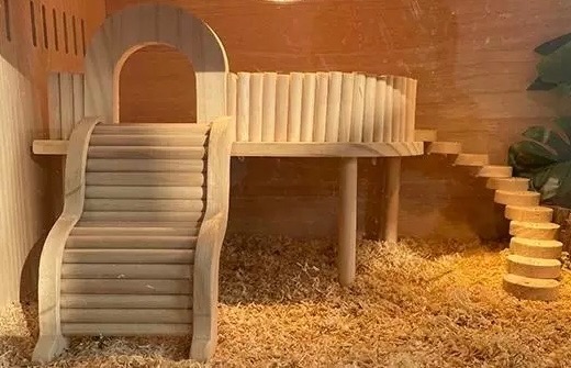 蘆丁雞倉鼠刺猬木桌二層平台跳台造景屋籠子裝飾品金絲熊躲避寵物