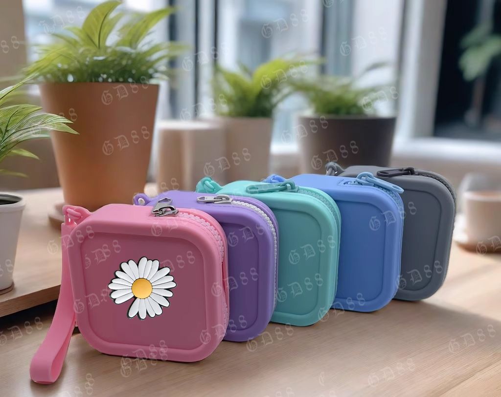 立體雛菊矽膠零錢收納耳機mini拉鍊包