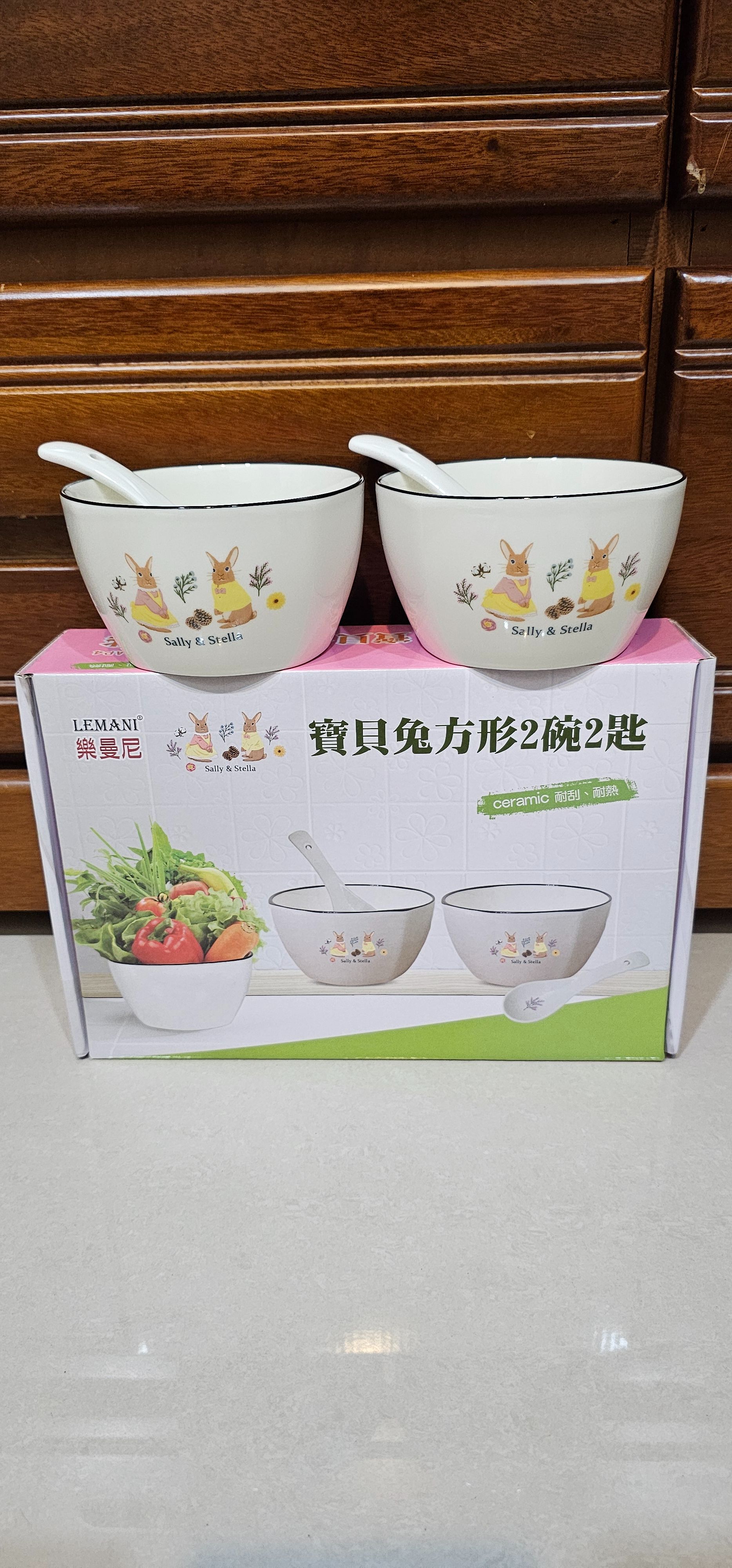 楠梓電 樂曼尼寶貝兔2碗2匙禮盒