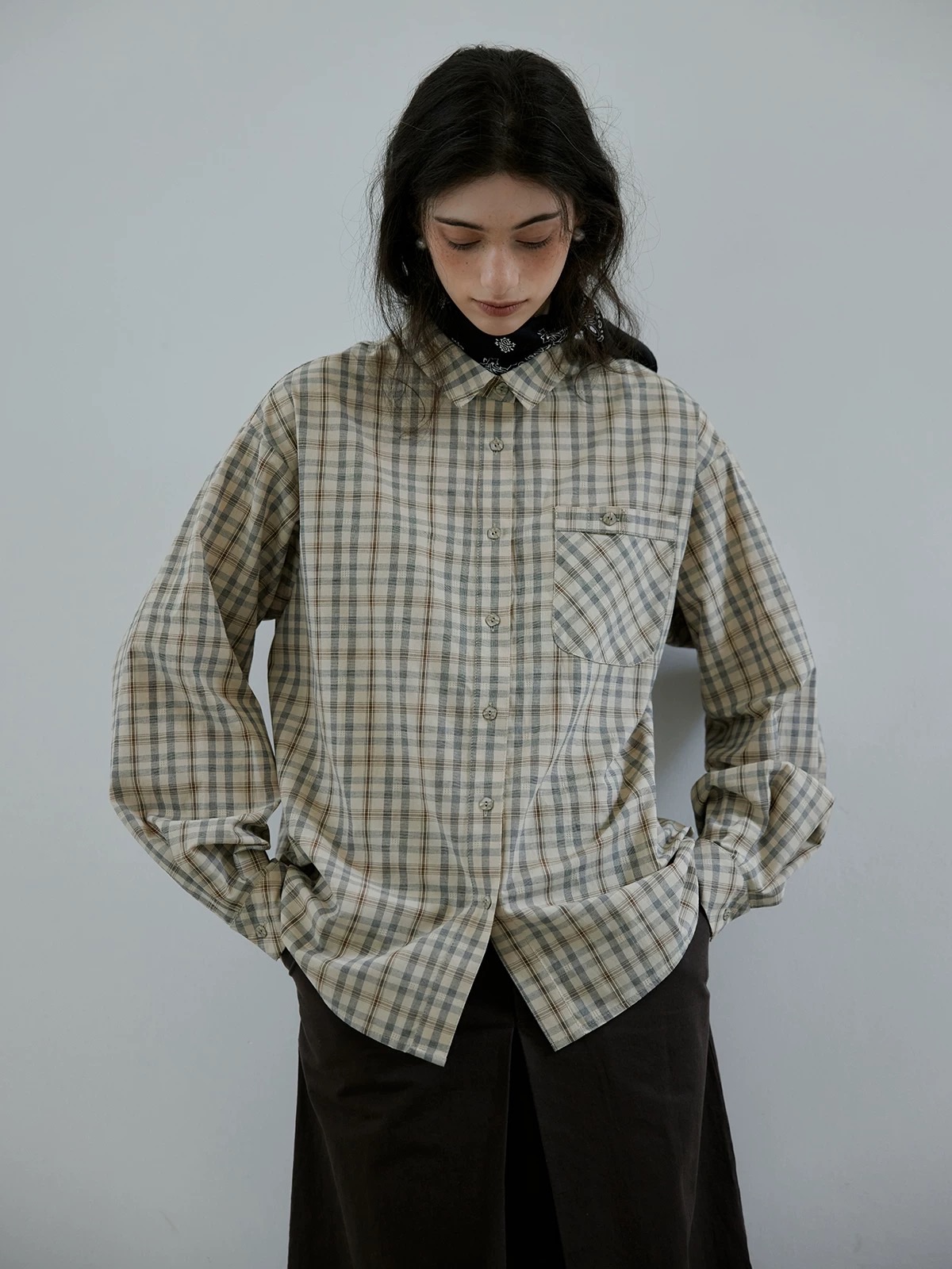 New ꕤ⋆.˚ 色織格紋法式中性襯衫