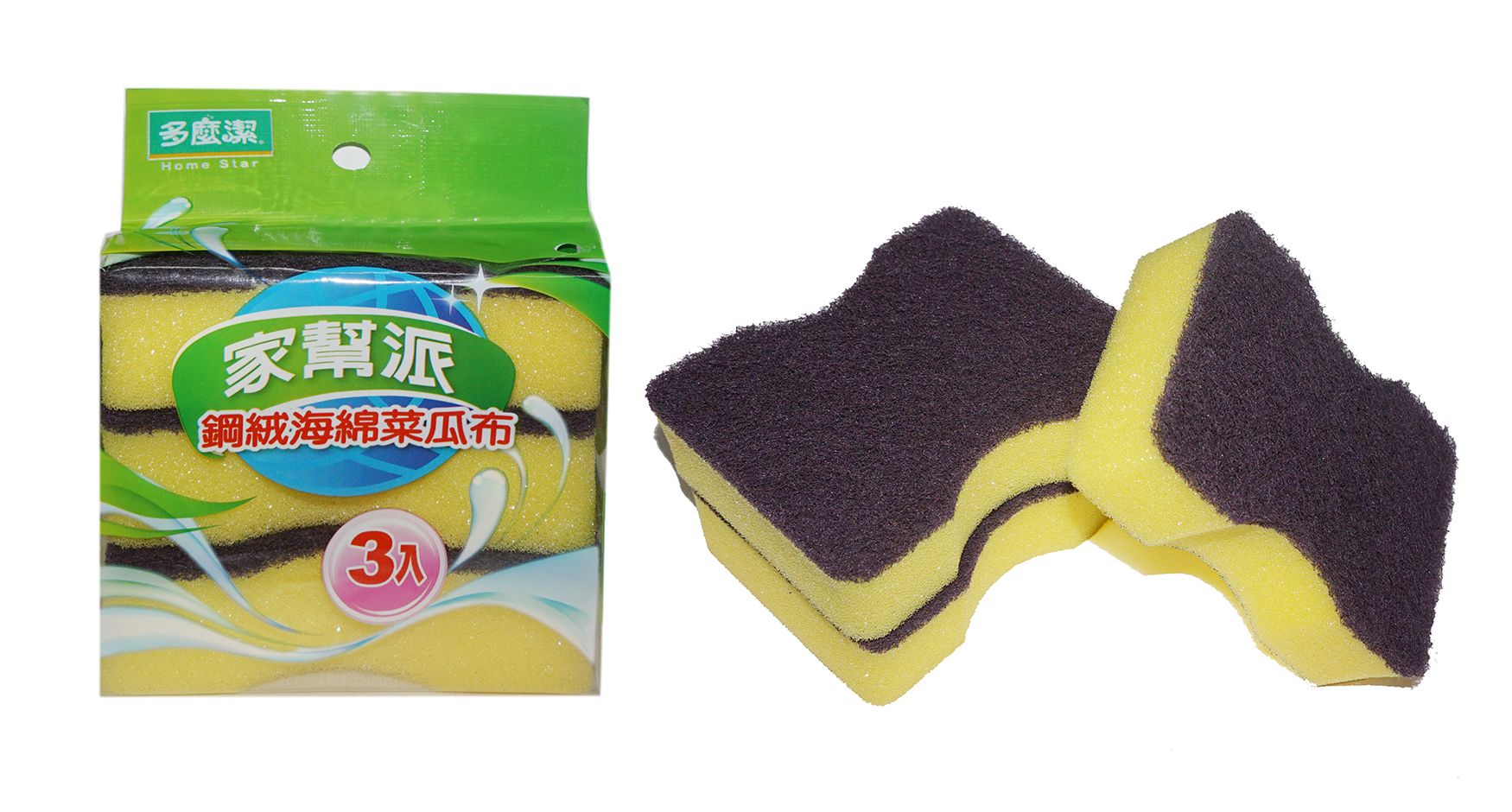 【多麼潔】台灣製鋼絨海棉菜瓜布 3入