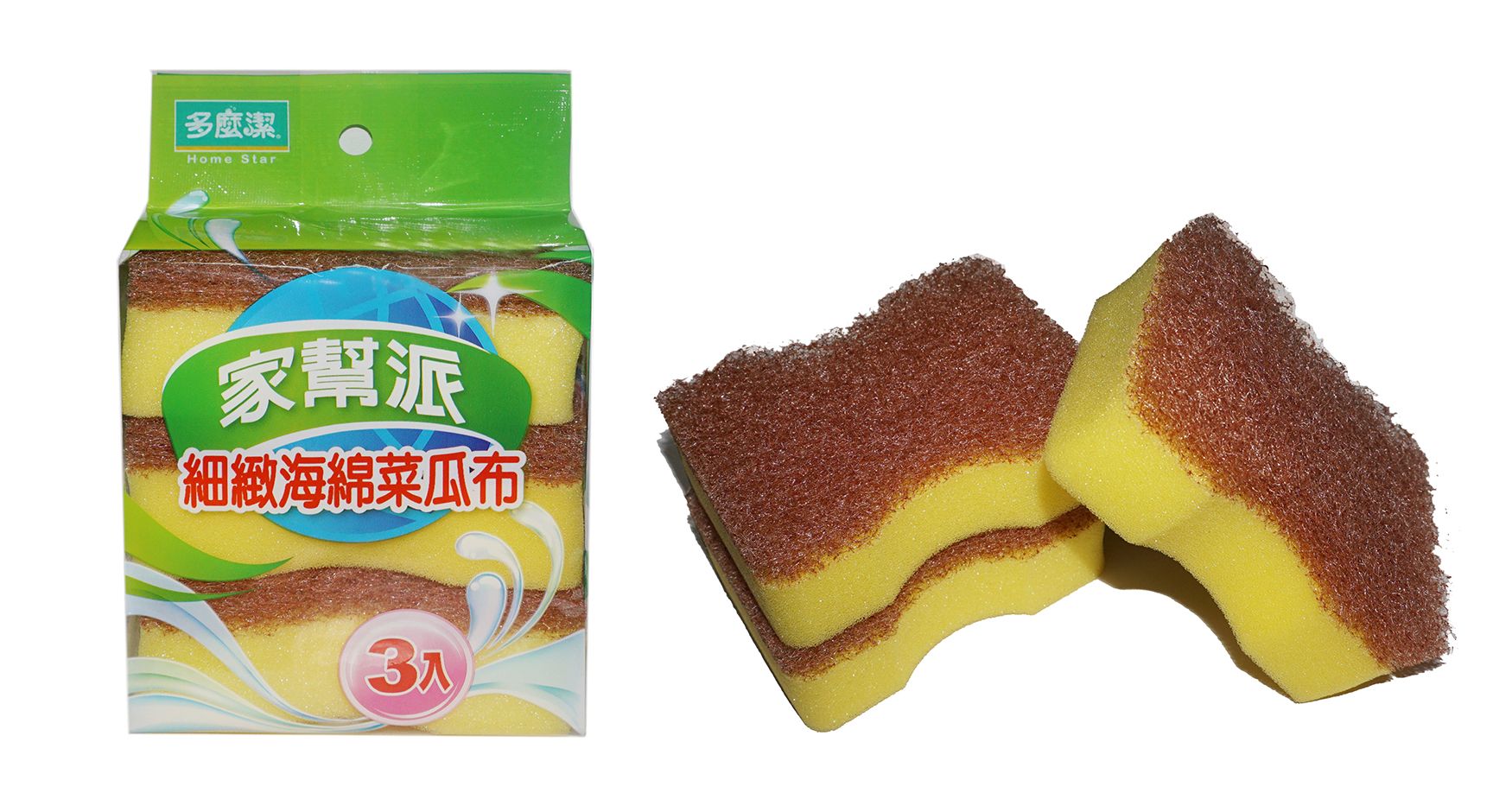【多麼潔】家幫派 細緻海棉菜瓜布 3入