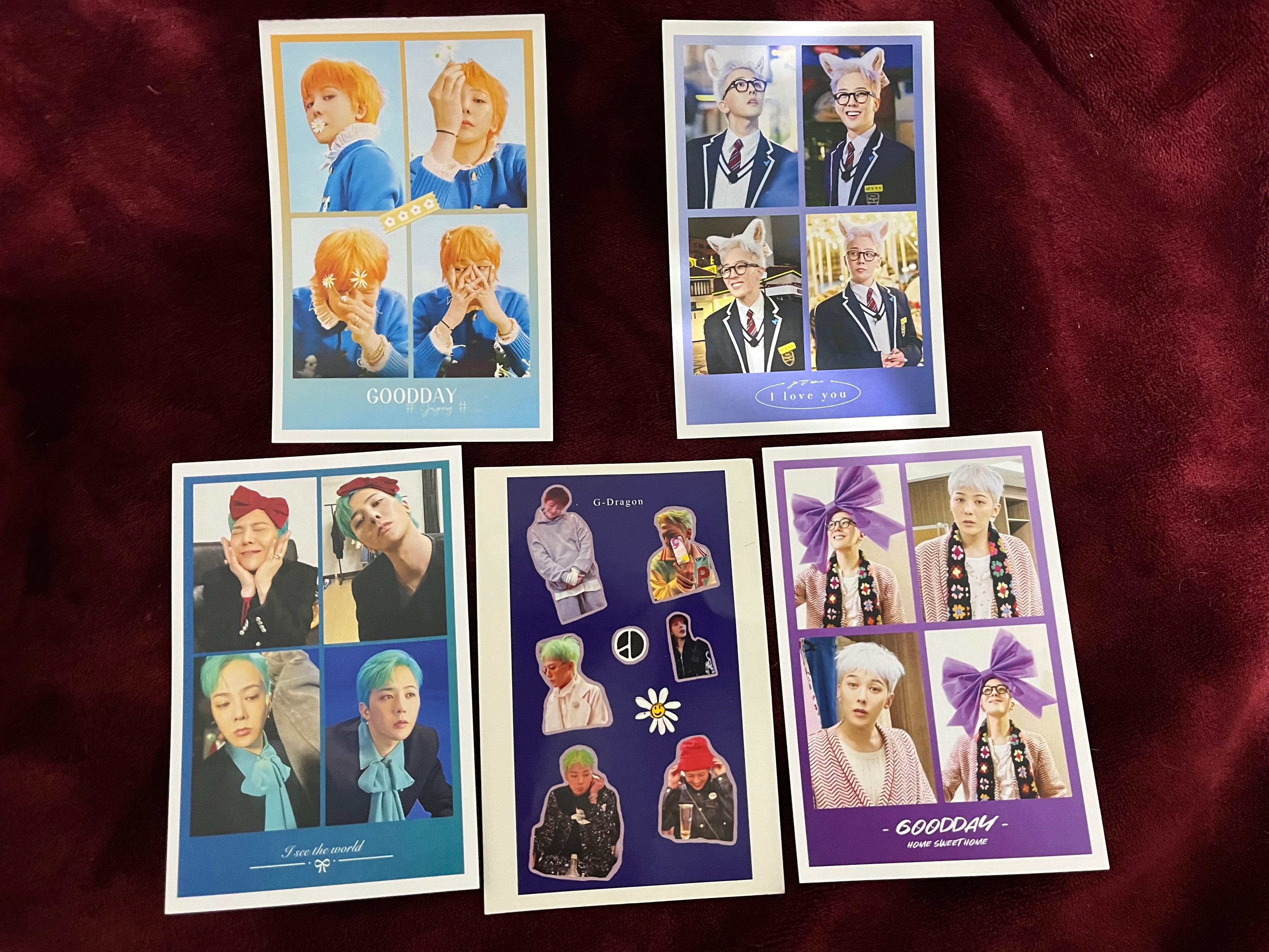 G Dragon 四張卡片+ㄧ張貼紙