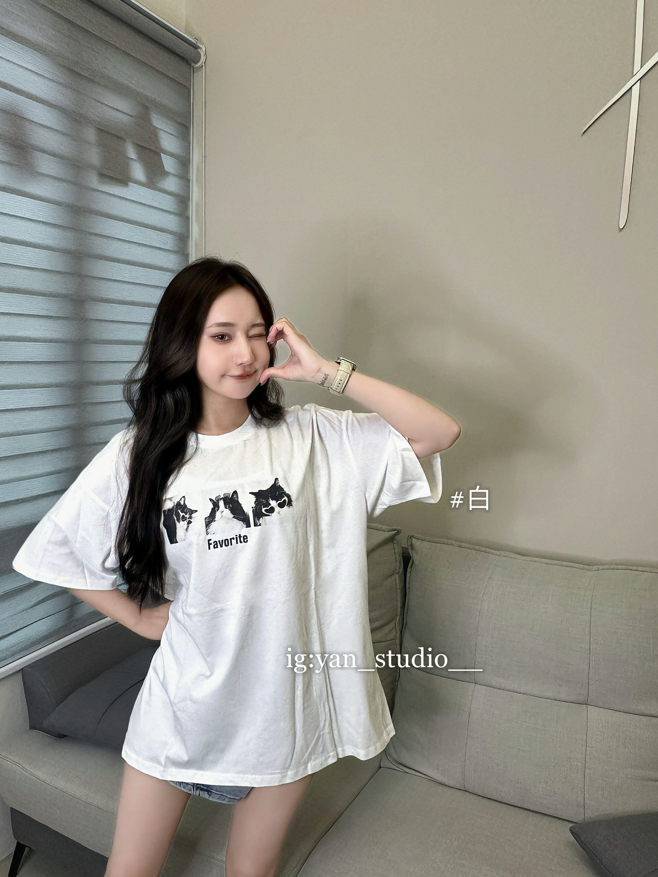 下半身失蹤．寬鬆三連拍貓咪大T