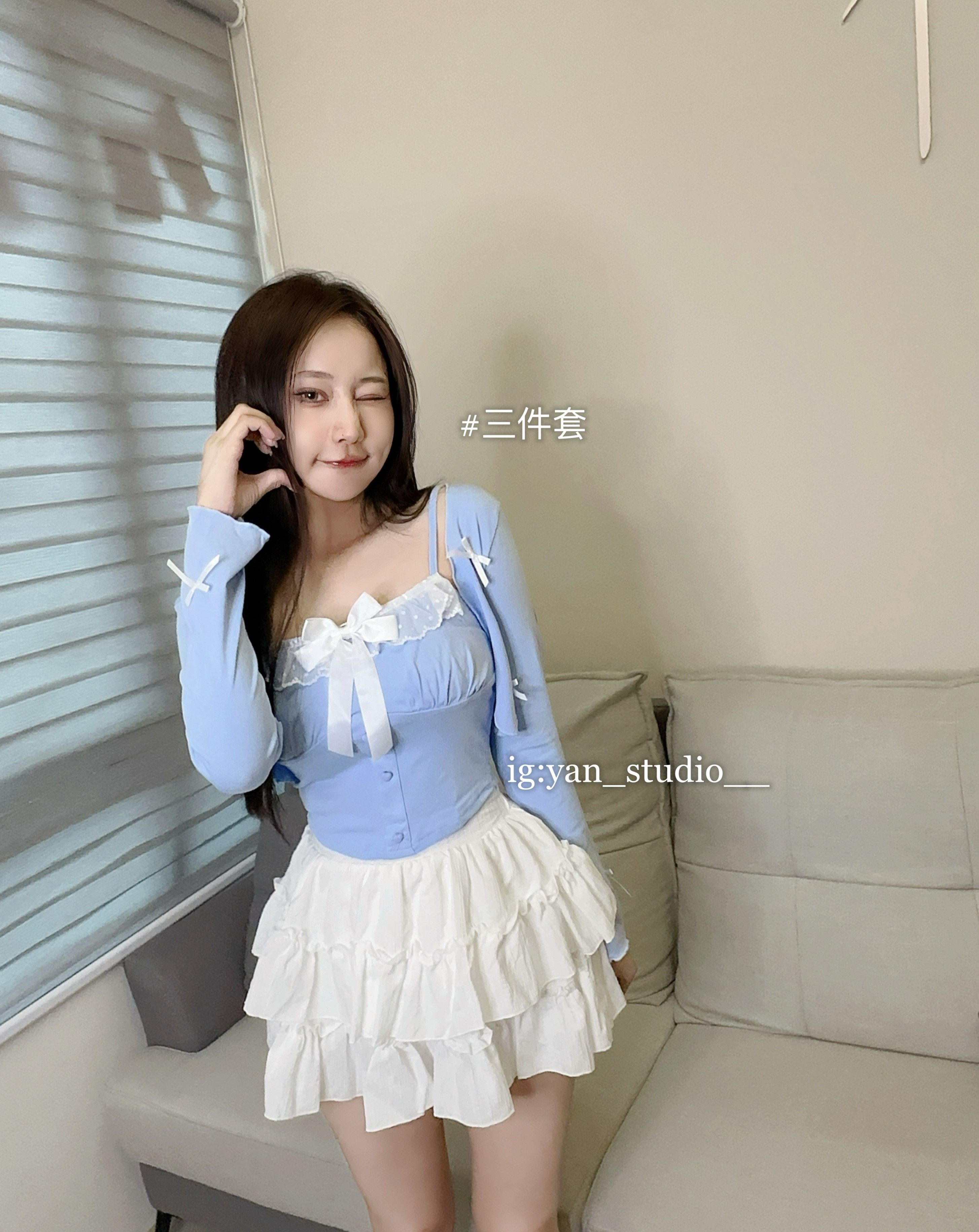 芭蕾風．蝴蝶結 蕾絲小可愛+蛋糕裙 三件套