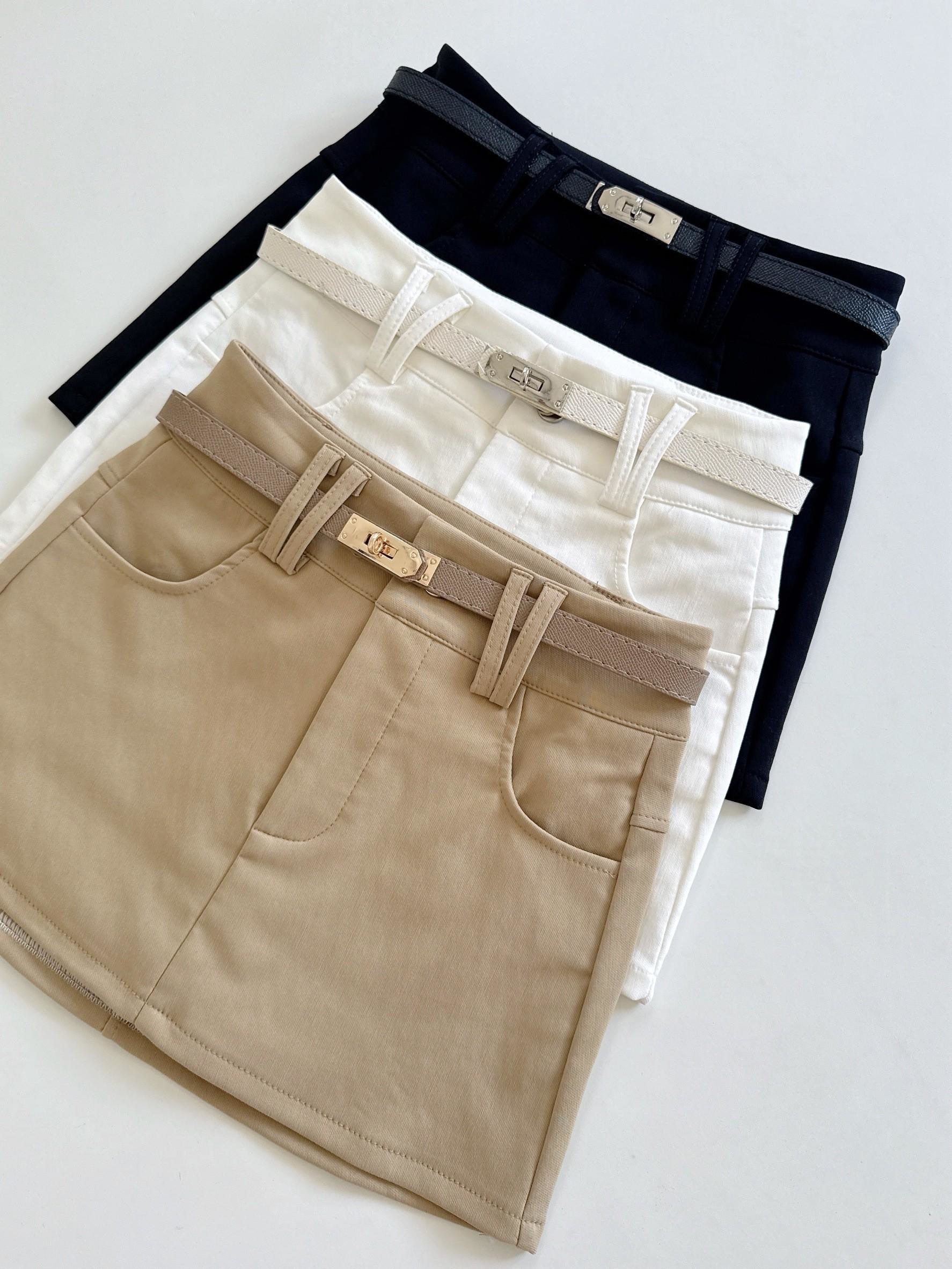 高質感百搭西裝包臀短裙 附皮帶