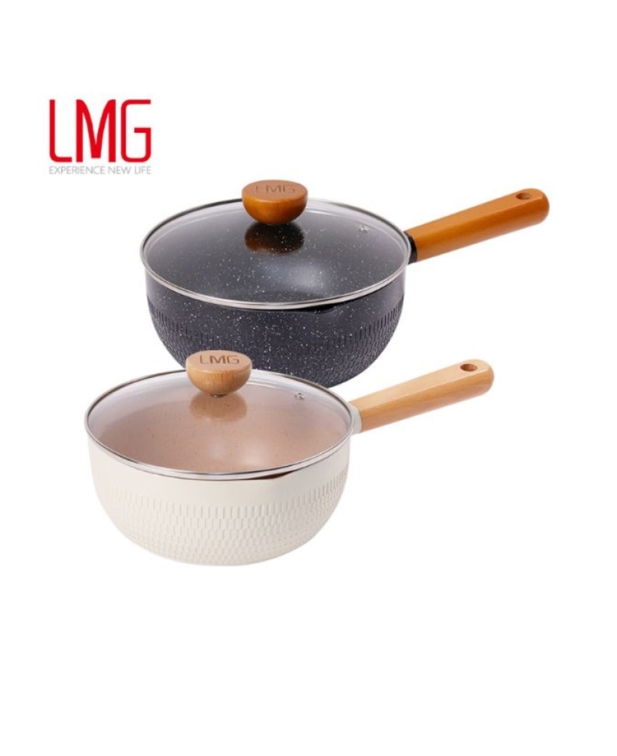 （升級版） LMG｜雪藏日式不沾錘紋雪平鍋附蓋-22CM