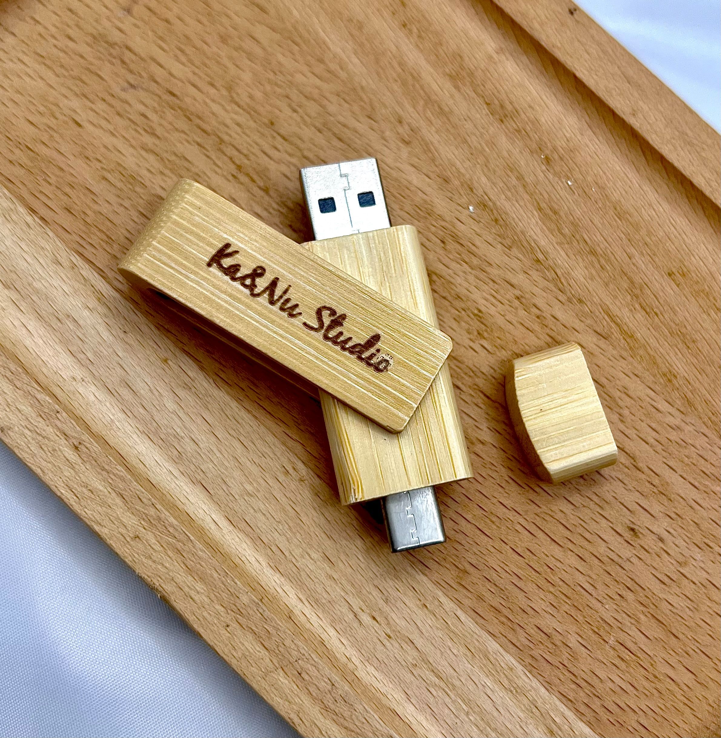 【客製化免費】雙接頭USB隨身碟｜天然竹製
