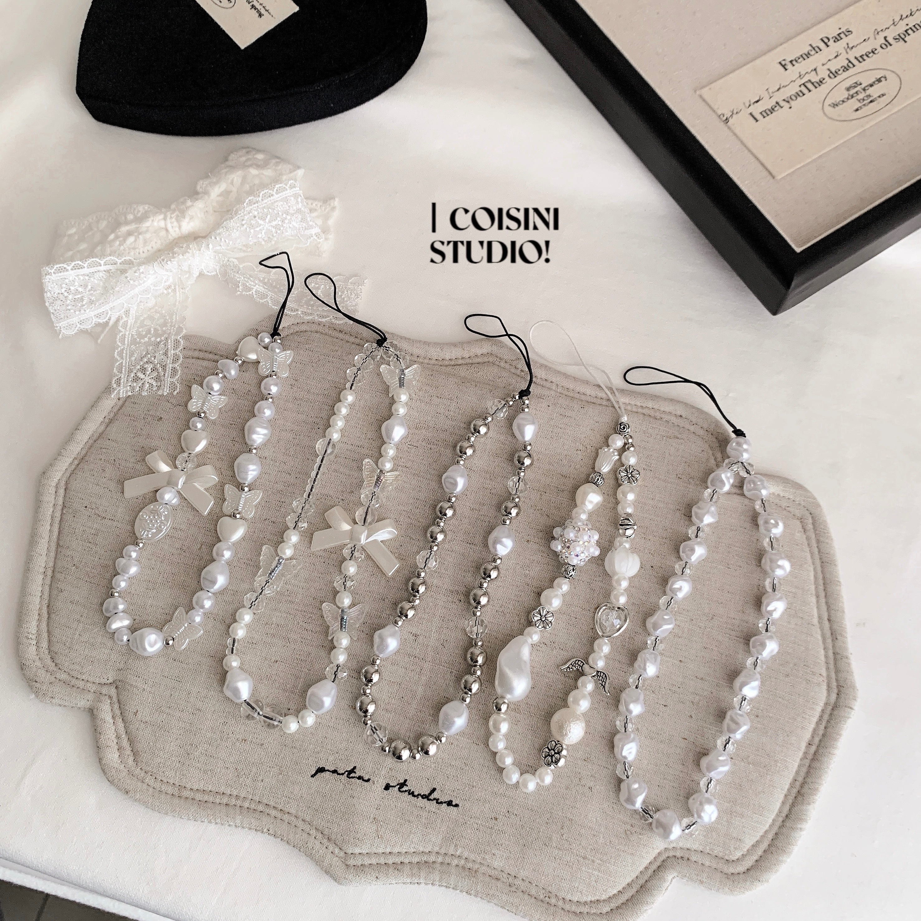 ins蝶語心結 純白珍珠系列 CCD 手機掛繩 氣質 手機掛鏈 純白 防丟掛繩