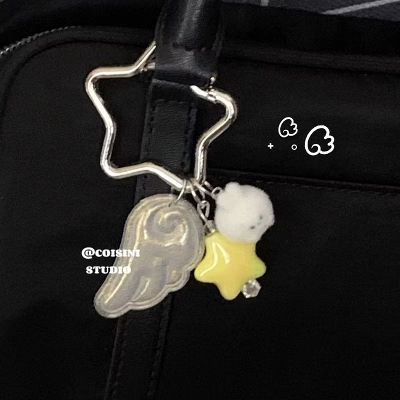 天使五角星小兔吊飾 星星登山扣 包包吊飾