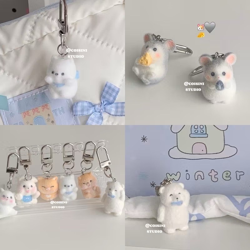 ins植絨小動物吊飾🐹 AirPods吊飾 胖橘 倉鼠 小狗 北極熊 柴犬 掛件 鑰匙扣