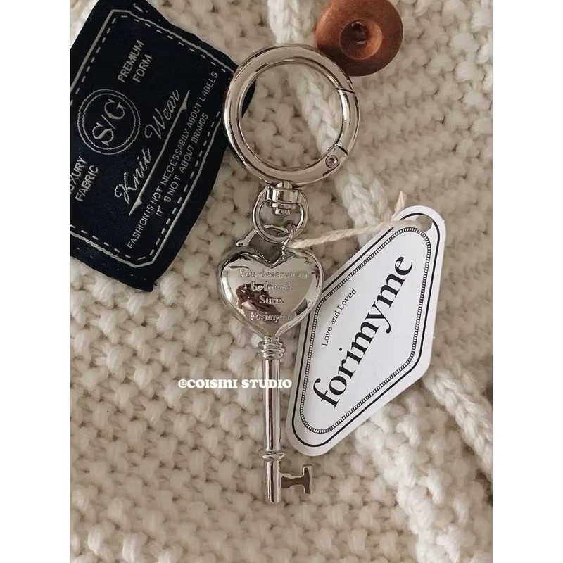 韓國ins博主同款 黃銅鍍 18k 愛心鎖頭鑰匙扣 包包掛飾