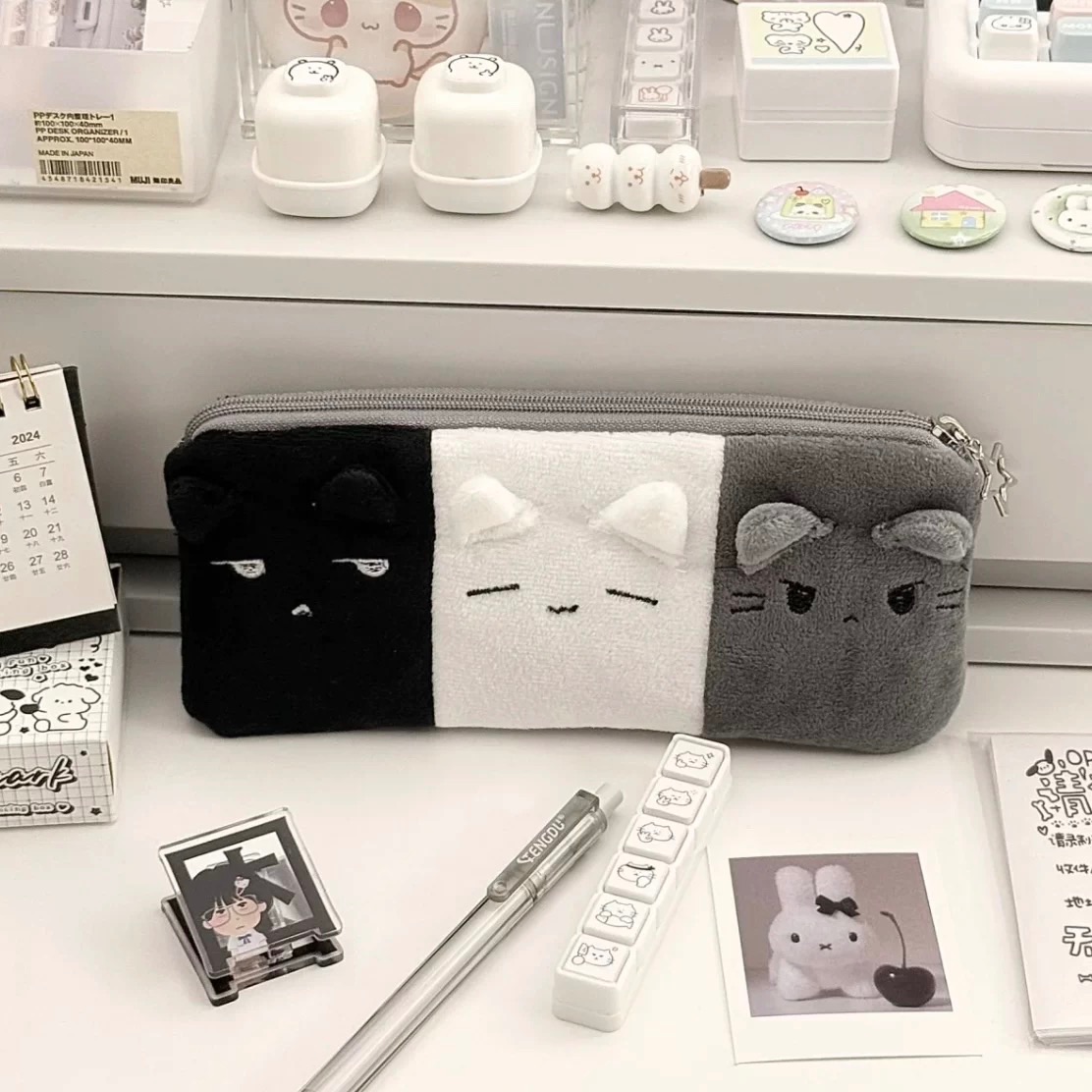 黑白灰表情小貓ᓀ _ ᓂ 毛絨筆袋🐈‍⬛（拼接超可愛！）