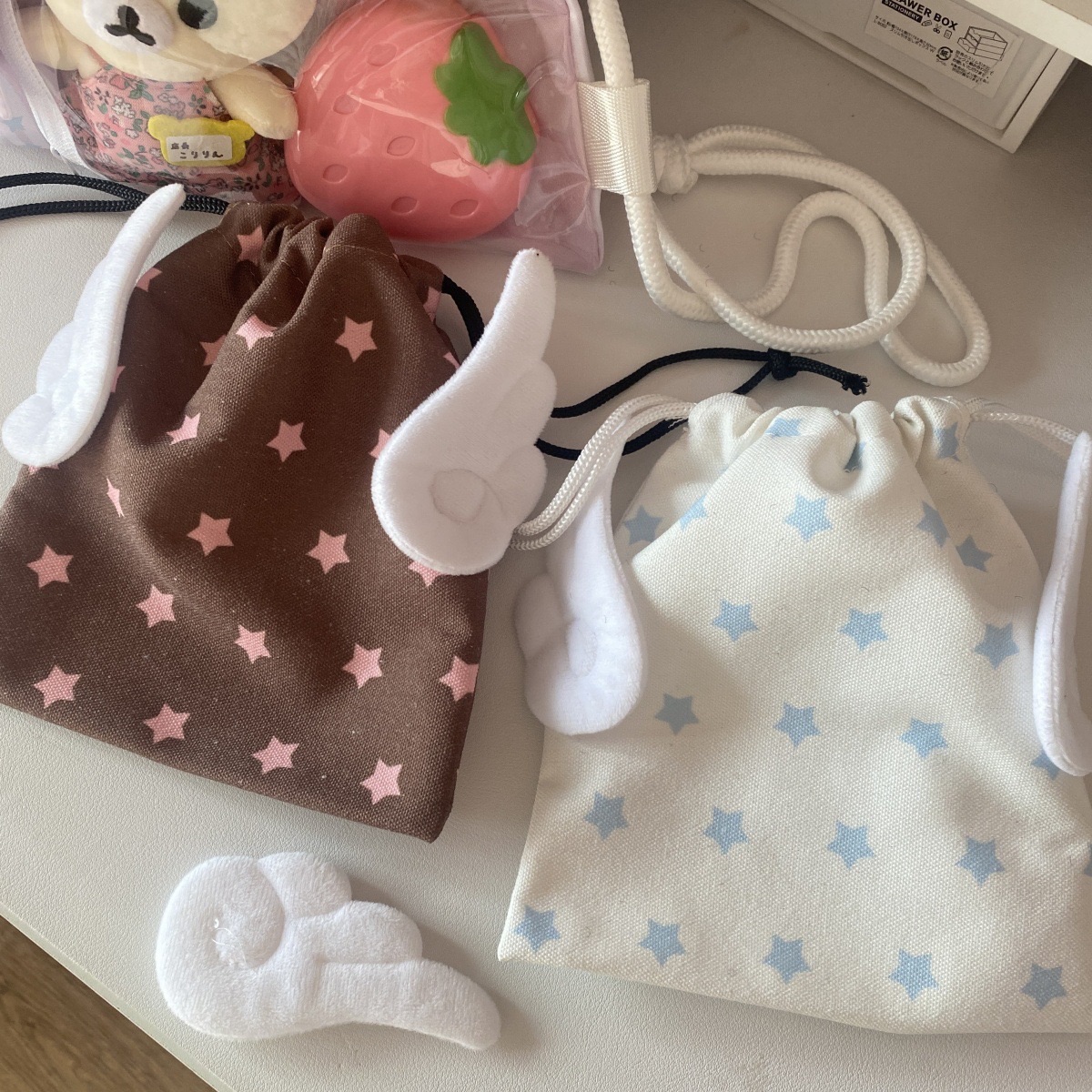 wishcore星星波點翅膀束口袋🪽 收納袋（3color）