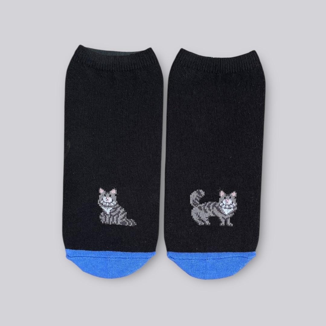 黑色貓咪船型襪