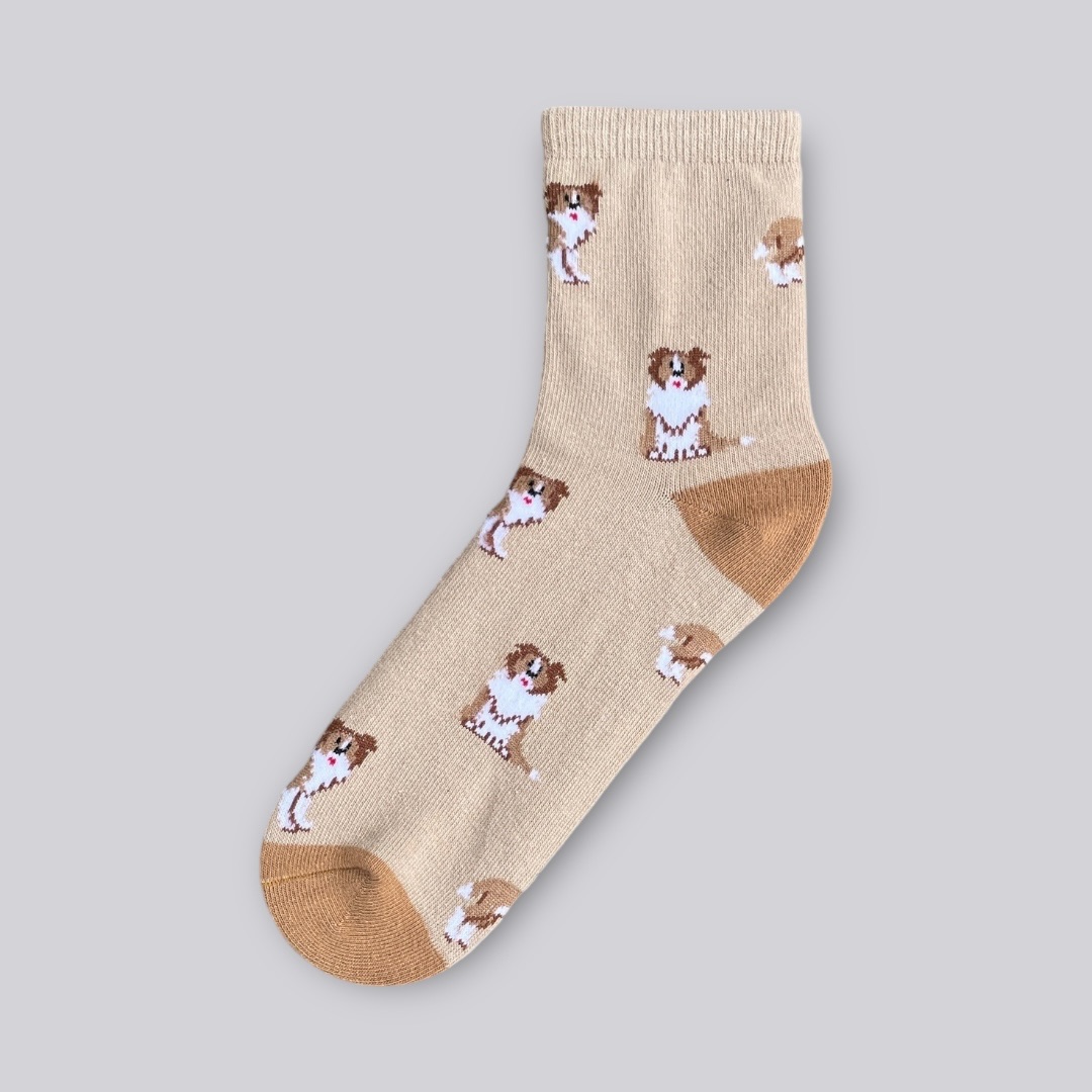 卡其牧羊犬中筒襪　尺寸Ｍ