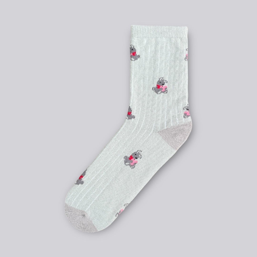 灰色兔兔中筒襪