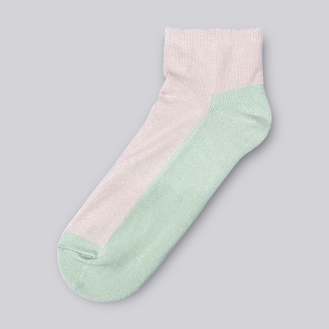 薄荷綠x粉撞色短襪