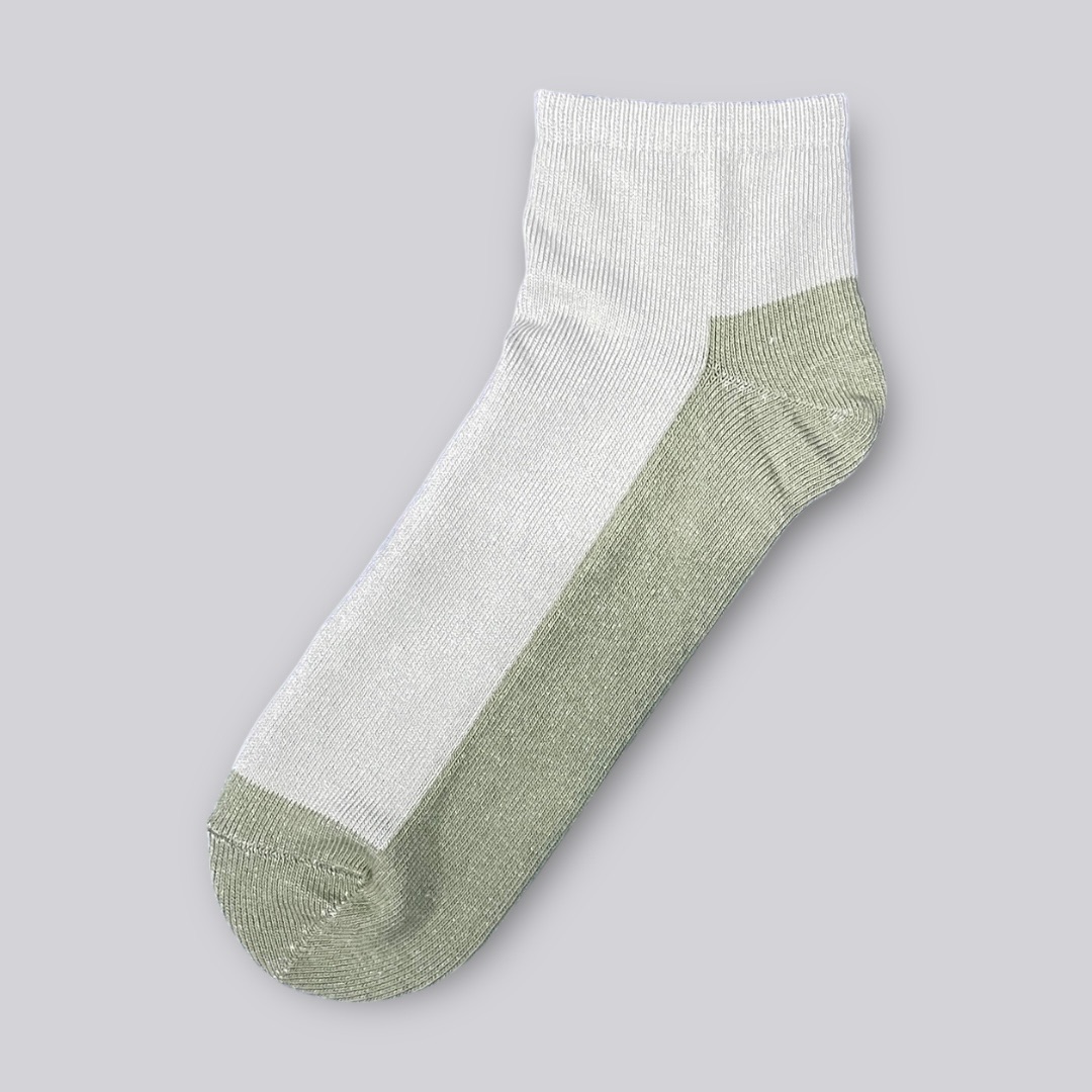 霧灰x薄荷綠撞色短襪