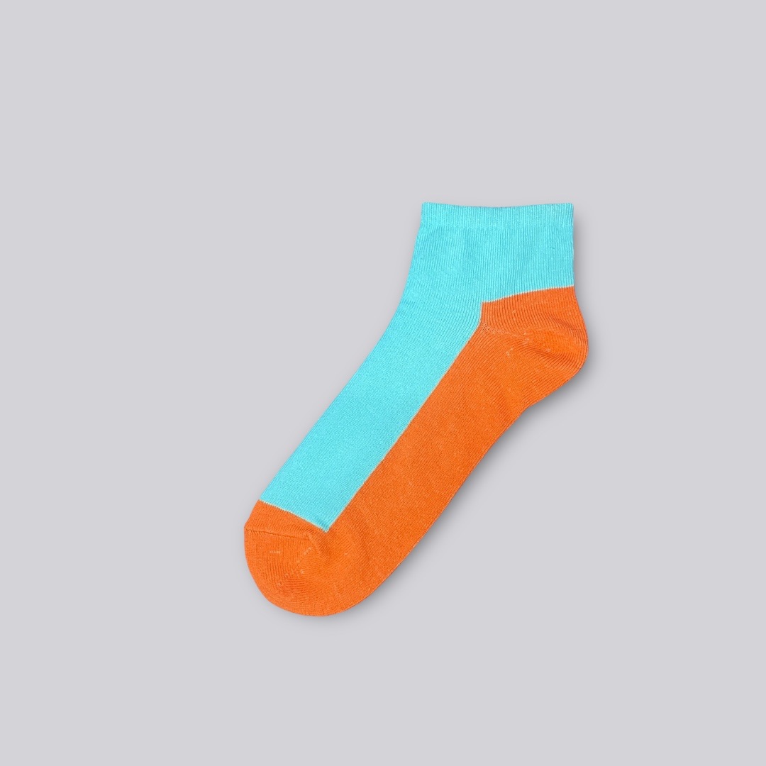 柑仔橘x湖水藍撞色短襪