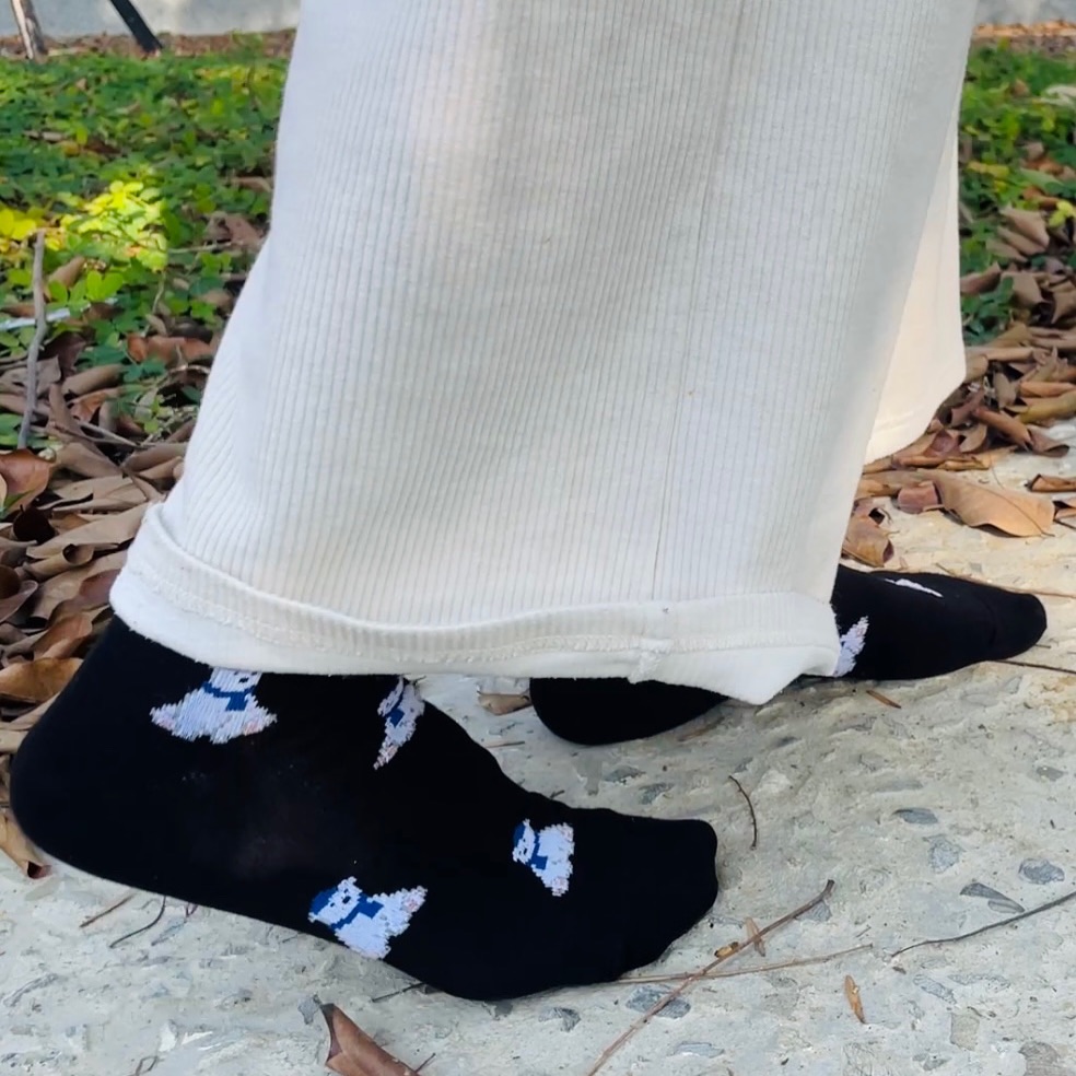 黑底北極熊短襪