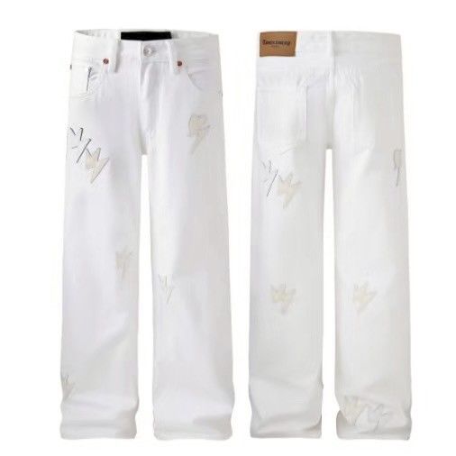 多巴胺白色閃電牛仔褲
