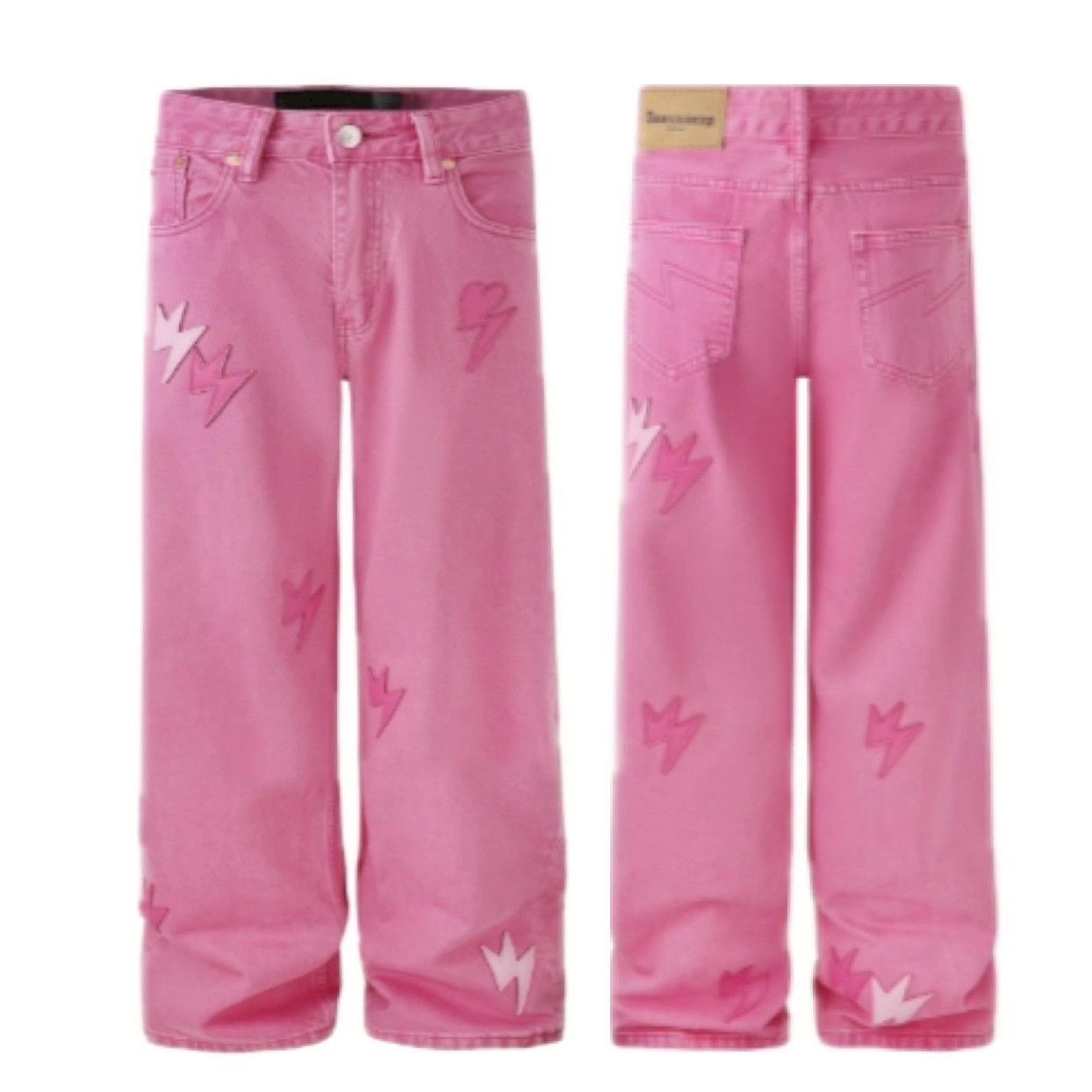 多巴胺粉色閃電牛仔褲