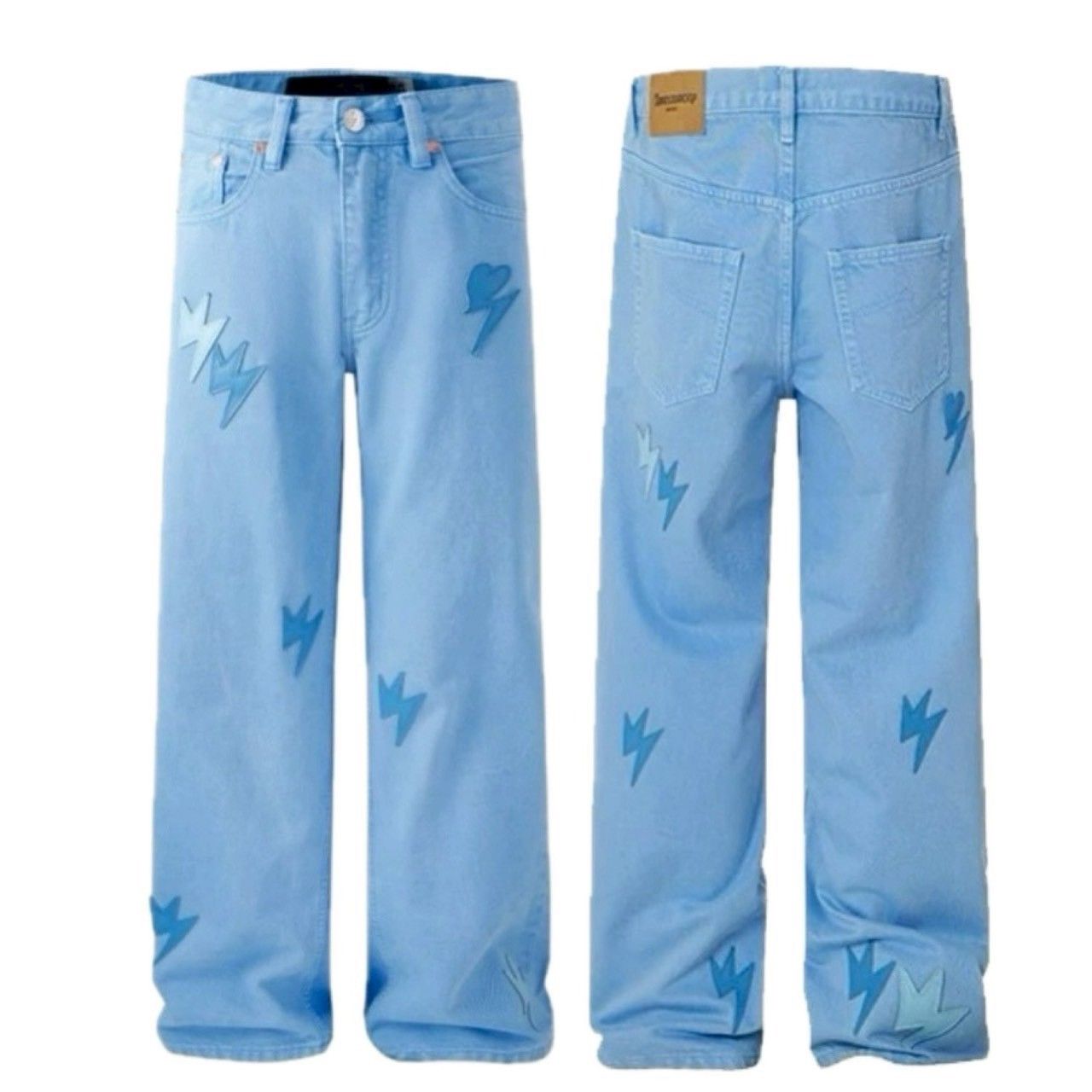 （男款）多巴胺藍色閃電牛仔褲