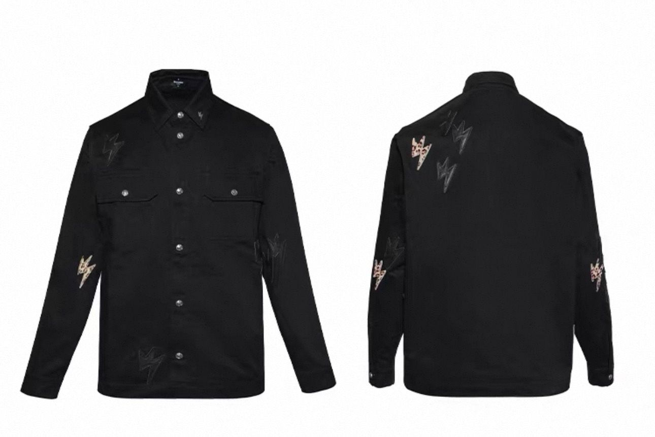 黑牛仔豹紋夾克外套