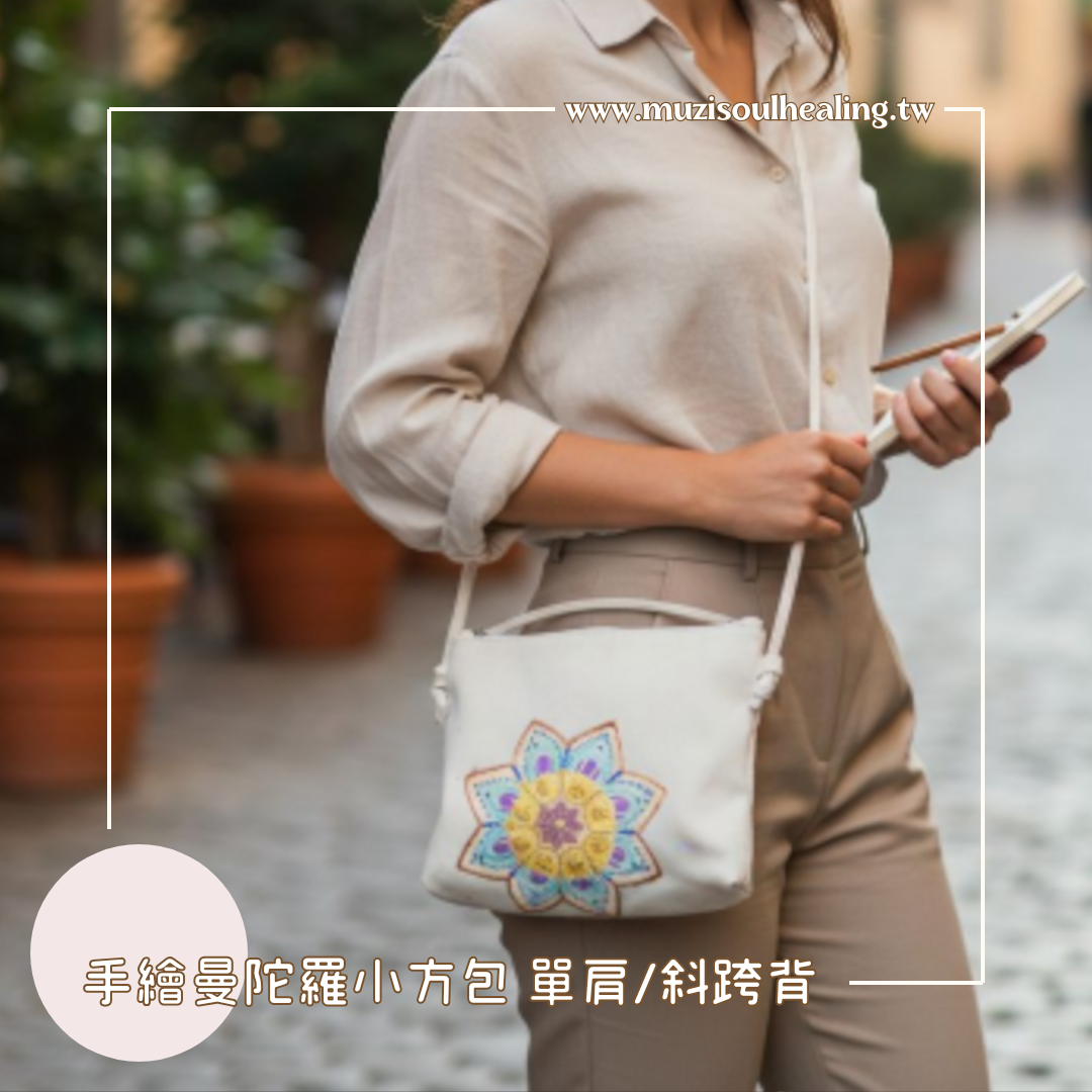 ｜沐癒心靈｜手繪曼陀羅韓版小方包 單肩/斜跨包 #手作能量 × 輕旅日常