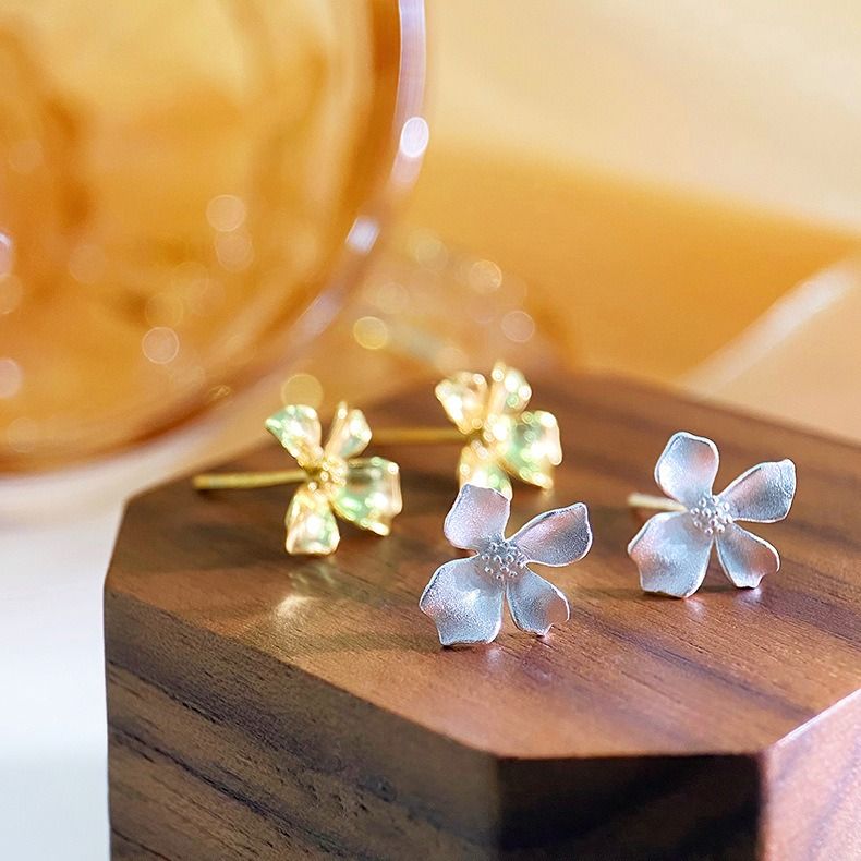 花語．守護｜S999純銀梔子花耳環