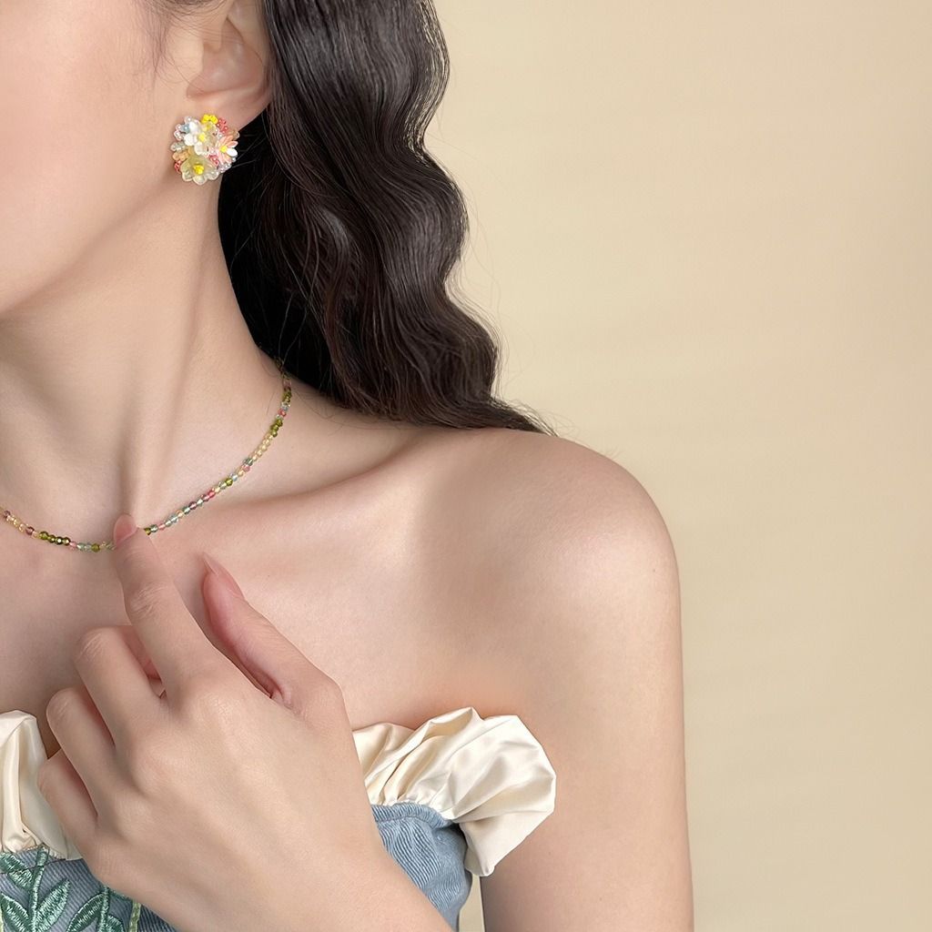 夏日UPUP!!《夏日糖果花・彩色串珠》手作耳環