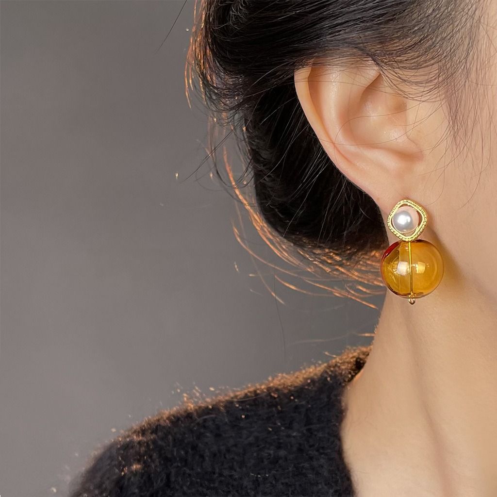 氣泡球玻璃耳環 小眾設計感 ins手工個性款