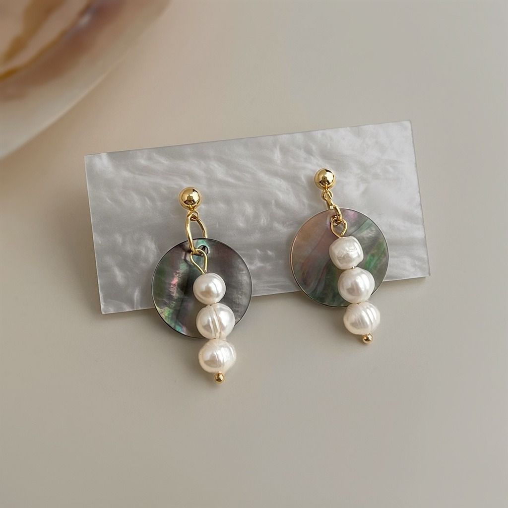 天然淡水珍珠耳環 手工設計師款 簡約通勤輕奢耳飾