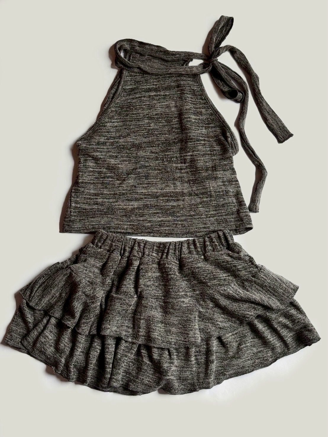 霧灰小甜心蛋糕裙套裝