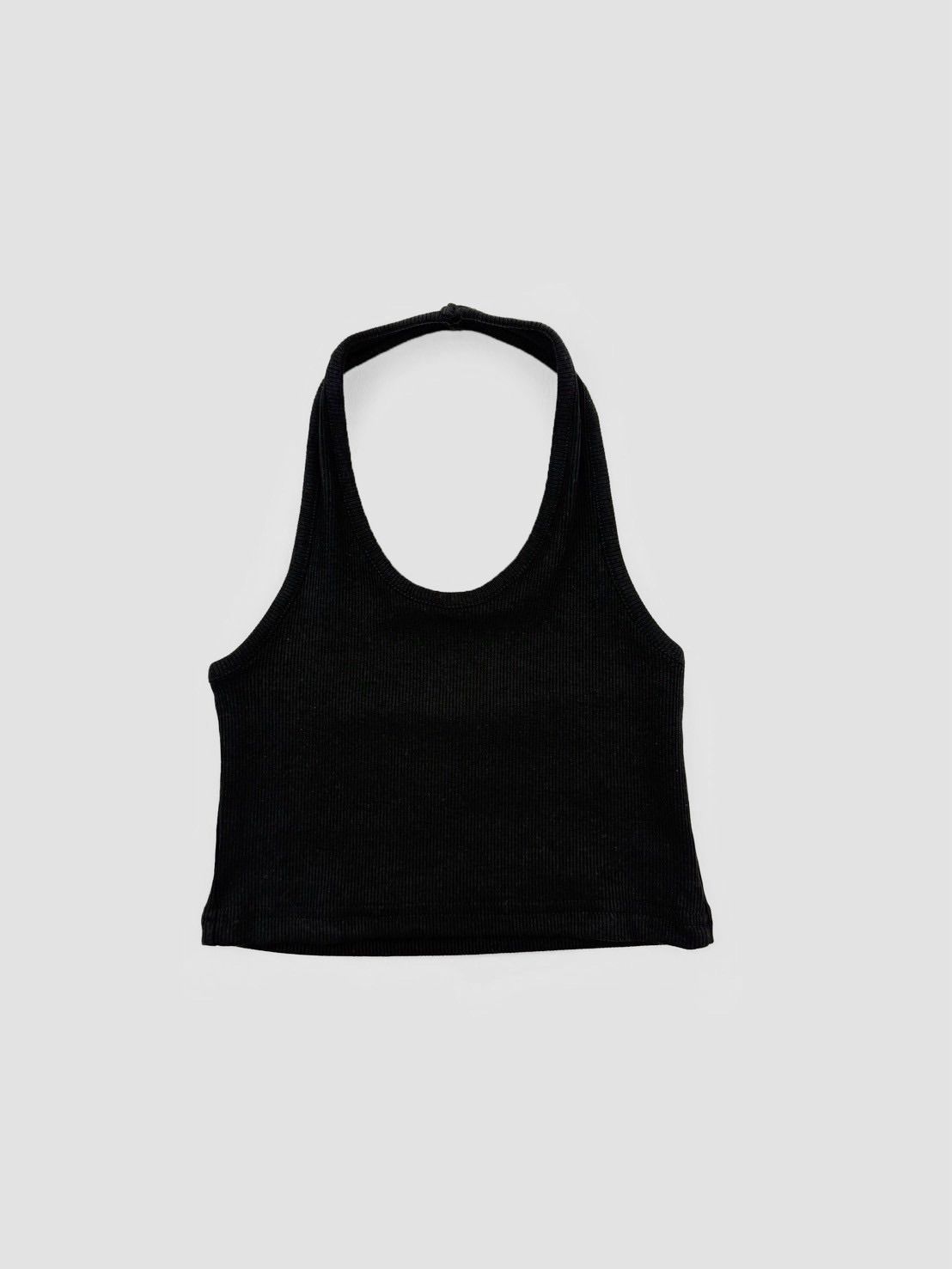 黑色短版掛脖背心