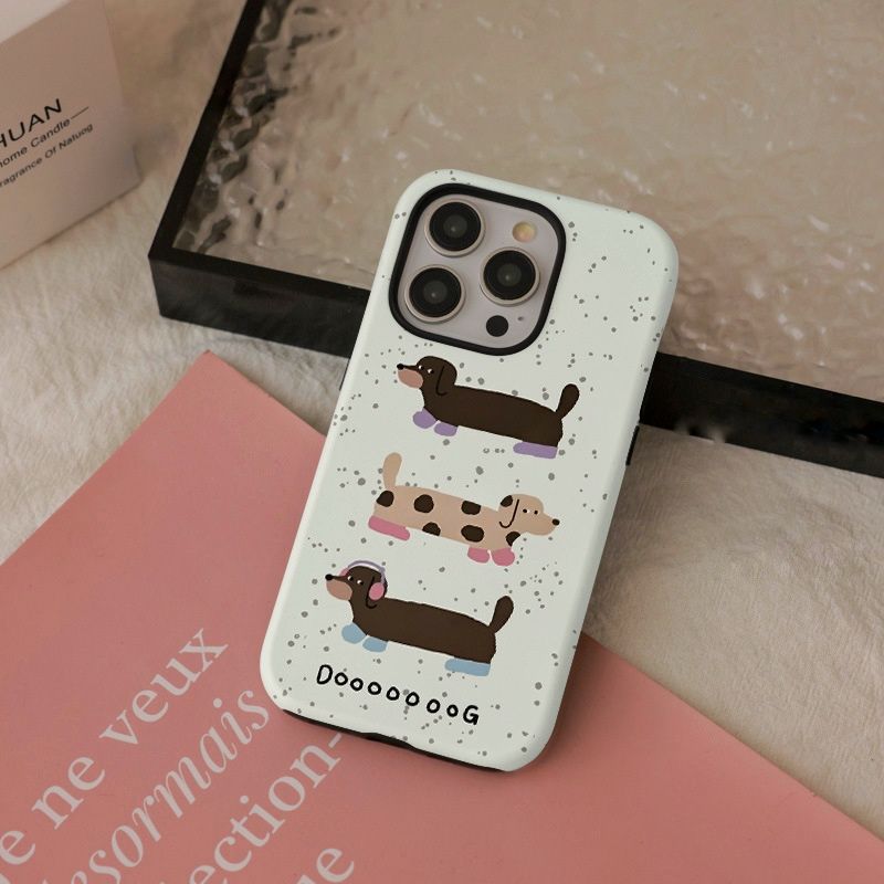 11 p.m.| 潑墨奶綠 手繪臘腸狗 磁吸支架 菲林二合一iPhone手機殼（11pro/plus/16e/air）